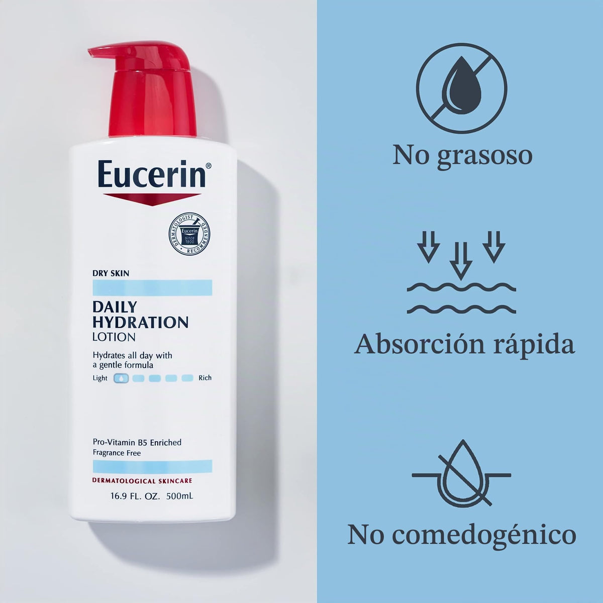 Eucerin Daily Hydration Moisturizing Lotion, Fragrance Free, 16.9 Oz, Pack of 3