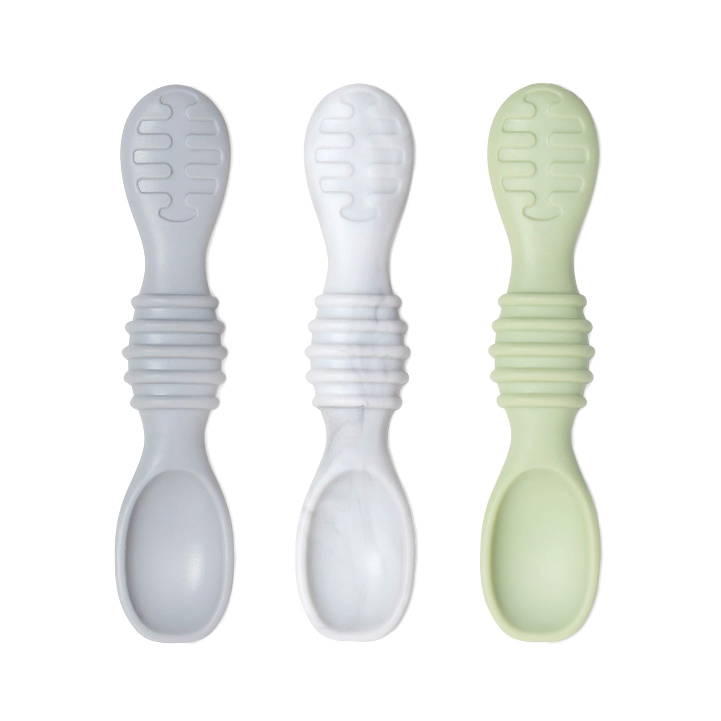 Bumkins - Juego de utensilios para bebé, cucharas de entrenamiento de silicona para sumergir, punta suave, autoalimentación, masticar, destete LED para bebé, suministros de entrenamiento para el