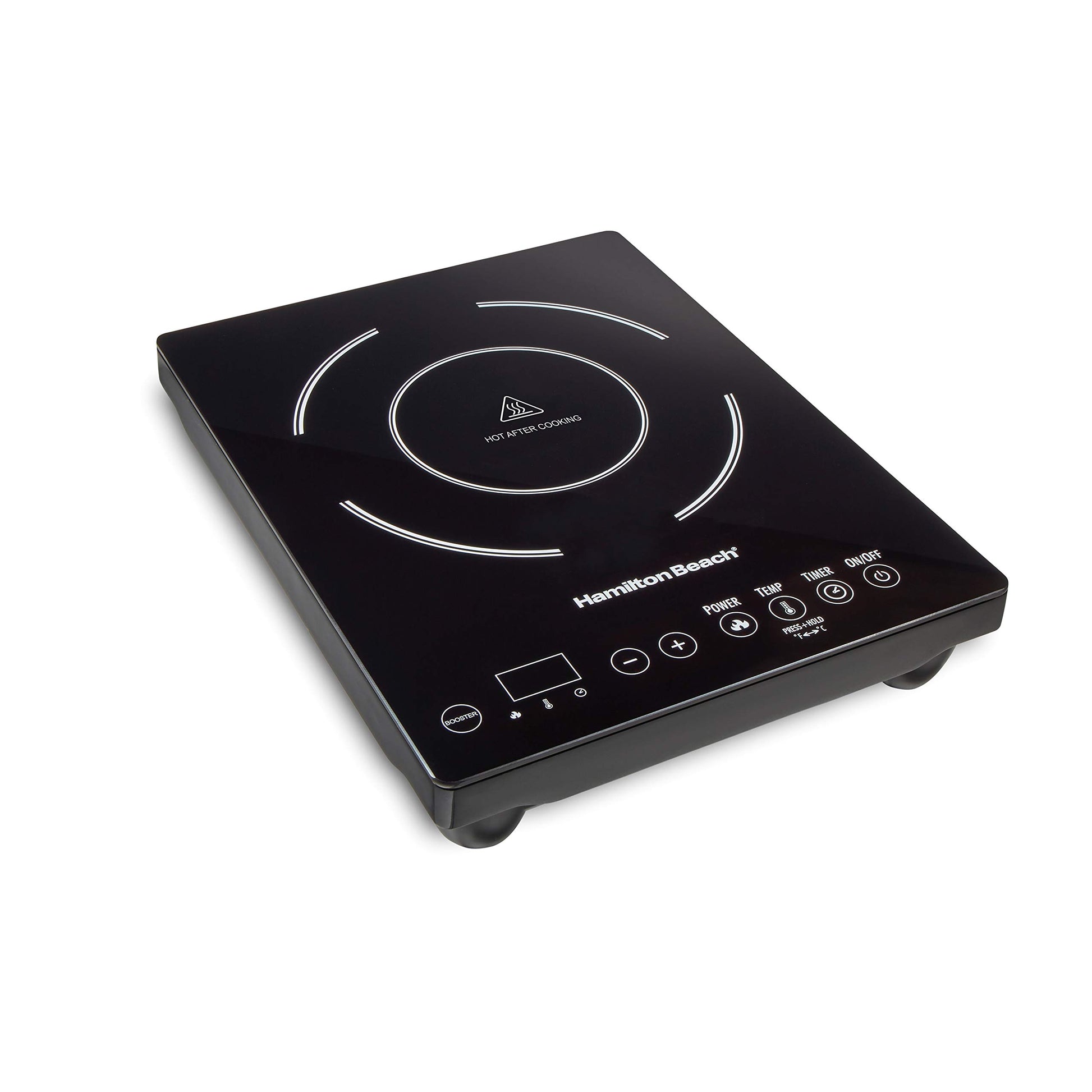 Hamilton Beach 34104 Single Induction 1800 watt Cooktop, Heats 40% faster, Versatile Pan Size (4"-10"), Black