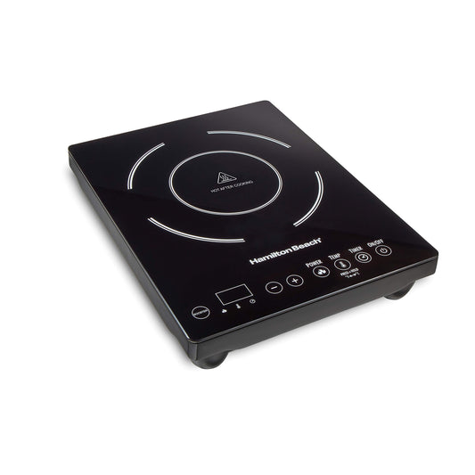 Hamilton Beach 34104 Single Induction 1800 watt Cooktop, Heats 40% faster, Versatile Pan Size (4"-10"), Black