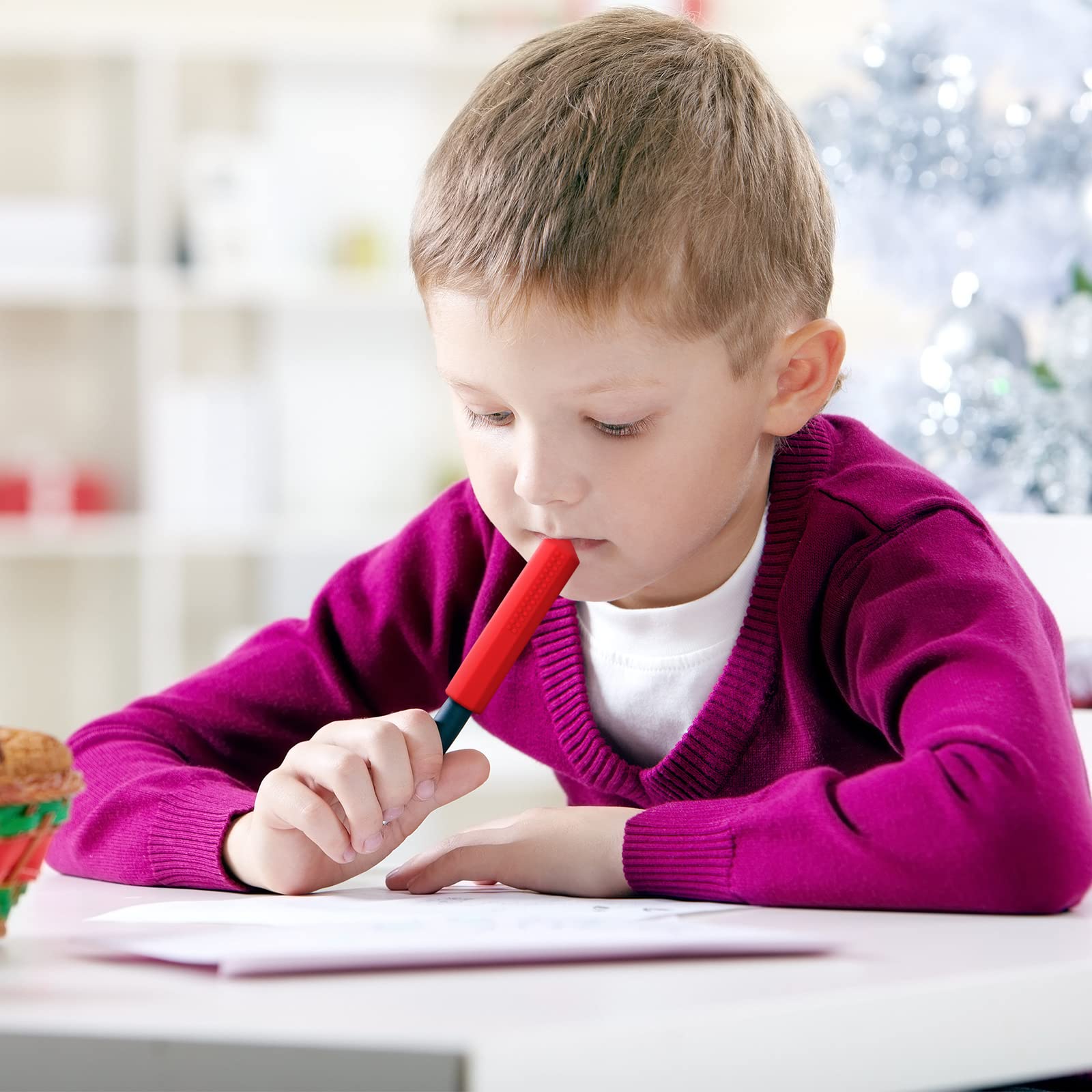 Eersida - Juego de 6 piezas de lápices sensoriales masticables para lápices masticables, juguetes sensoriales para niños y niñas, necesidades motoras orales (rojo, azul, verde)