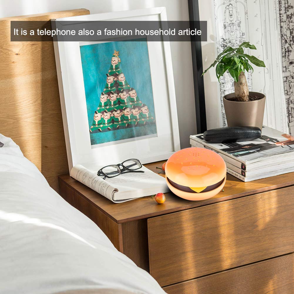 ASHATA Teléfono Fijo - Apariencia Hamburguesa, Teléfono de Casa con Cable, Moda con Multifunciones, Decoración de Hogar para Fanáticos de Hamburguesa, Regalito Ideal para Familia y Amigos