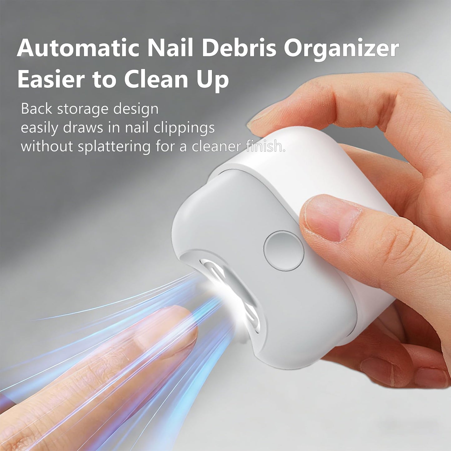 Mini cortaúñas eléctrico, recortadora automática de uñas con luz LED y almacenamiento de restos de uñas, recortadora de uñas recargable para bebés y personas mayores (blanco)
