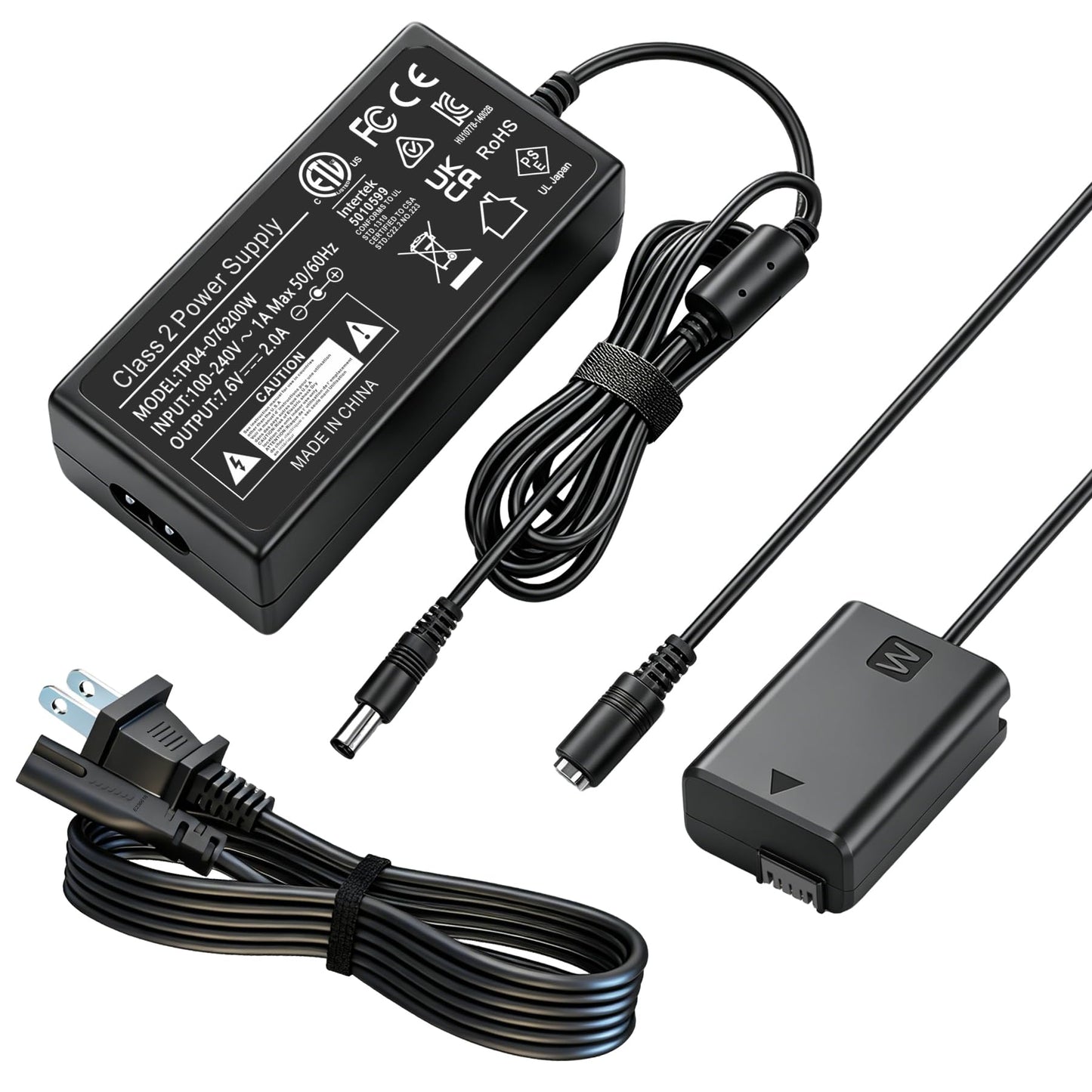HY1C AC-PW20 CA Adaptador Alimentación Kit Reemplazo NP-FW50 Batería para Sony Alpha A6000 A6100 A6300 A6400 A6500 A5100 ZV-E10 A7 A7II A7SII A7RII A7S A7R Cámaras