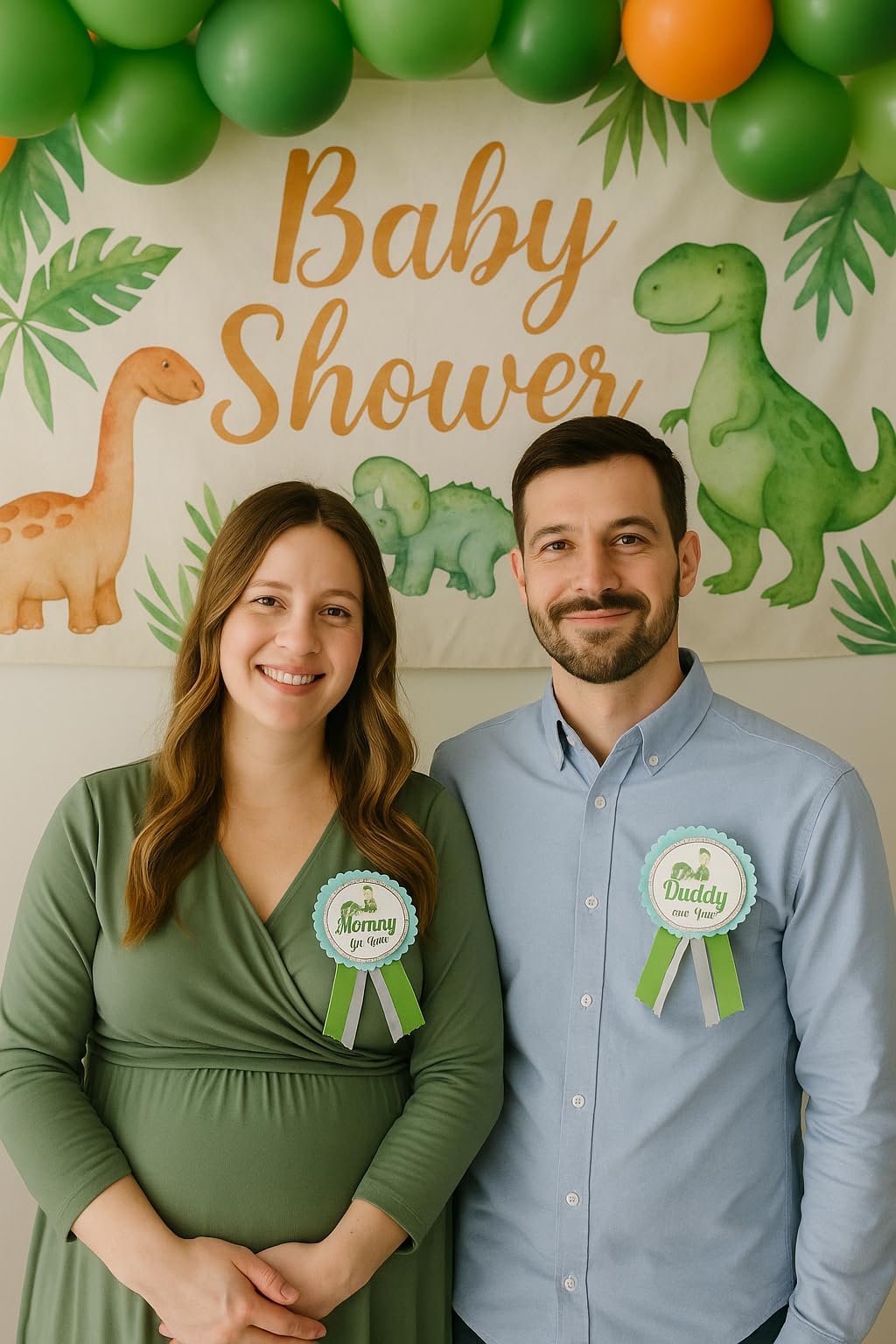Alfileres de dinosaurio para baby shower para mamá, papá, abuela, selva, familia, para llevar, es un niño, Una talla, Cartulina cartulina cintas de satén Pin de diamantes de imitación solo para faja,