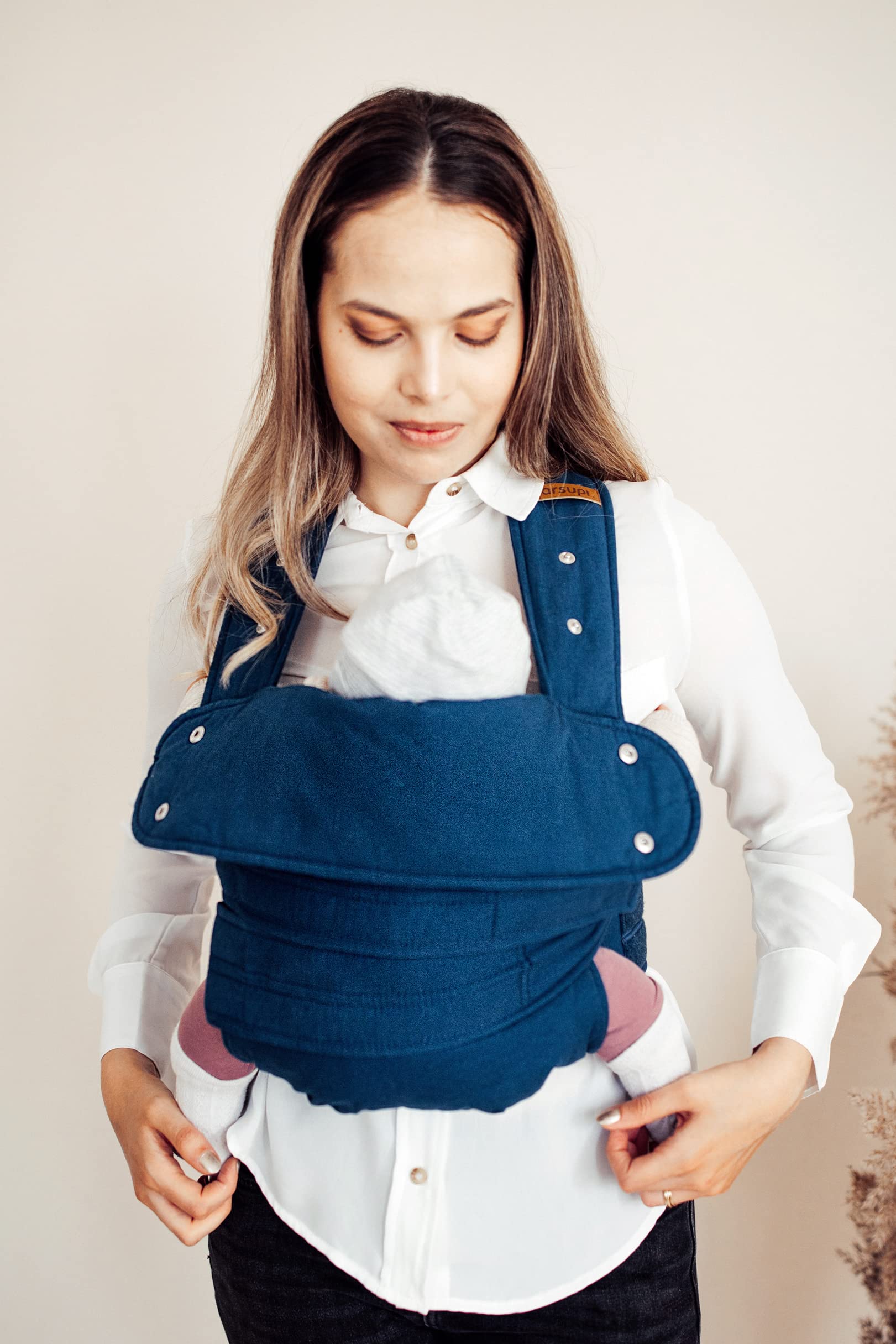 Portabebés Marsupi Azul Marino Ocean Ajustable Algodón Orgánico Talla XL