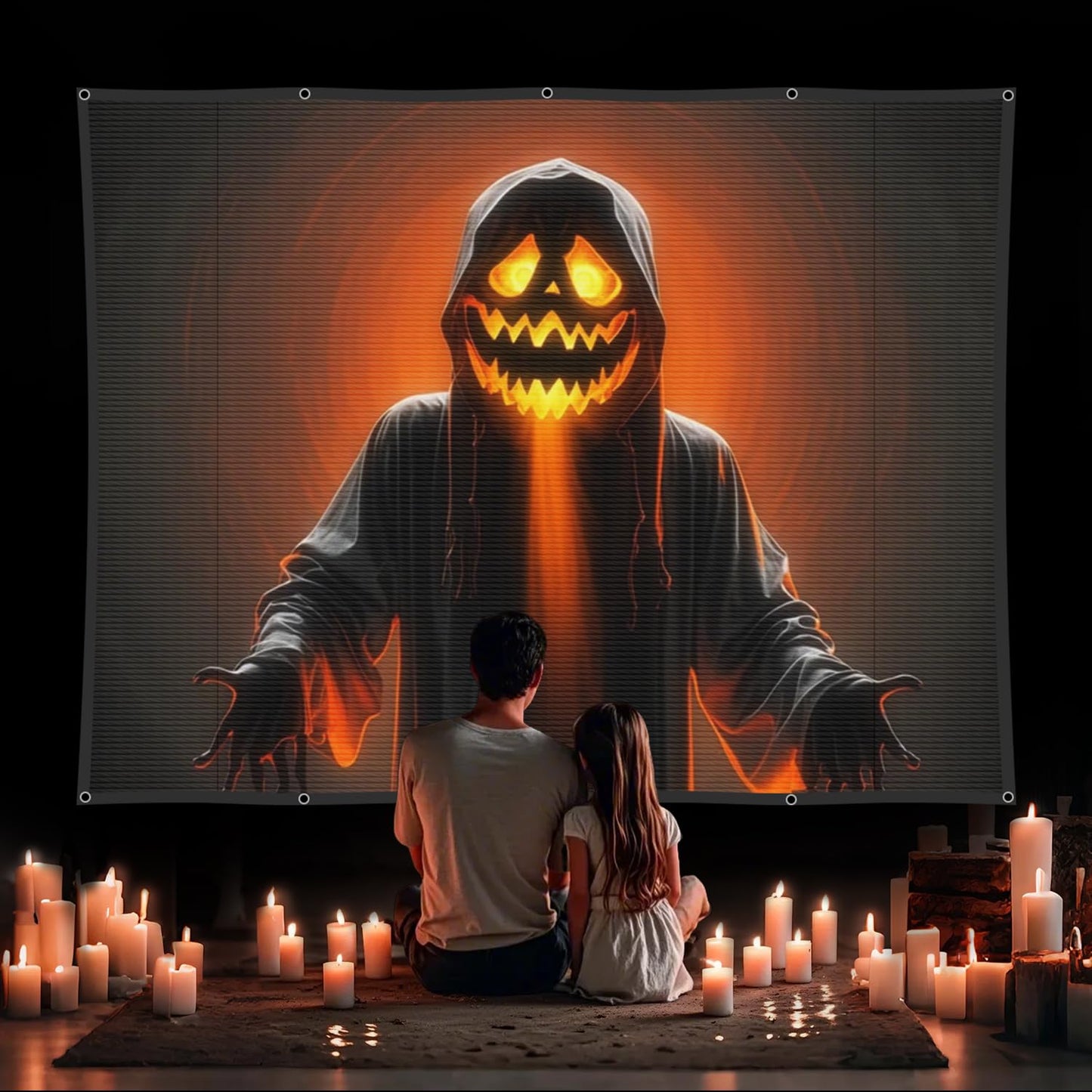 Video holográfico de visualización de proyección trasera: pantallas de proyección al aire última intervensión proyectores de 60 x 106 pulgadas, videos de Halloween para colgar en el patio trasero,