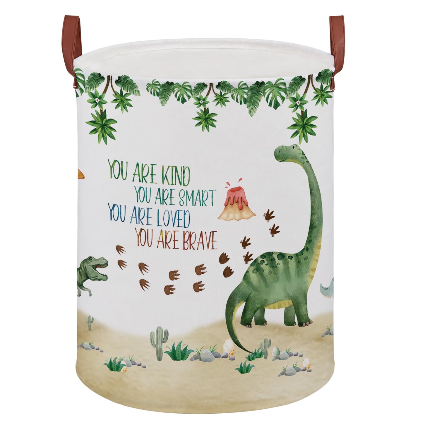 Cesta redonda para lavandería (dinosaurio verde)