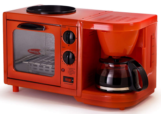 Elite Cuisine EBK-200R Maxi-Matic 3-in-1 Multifunction Breakfast Center, Red