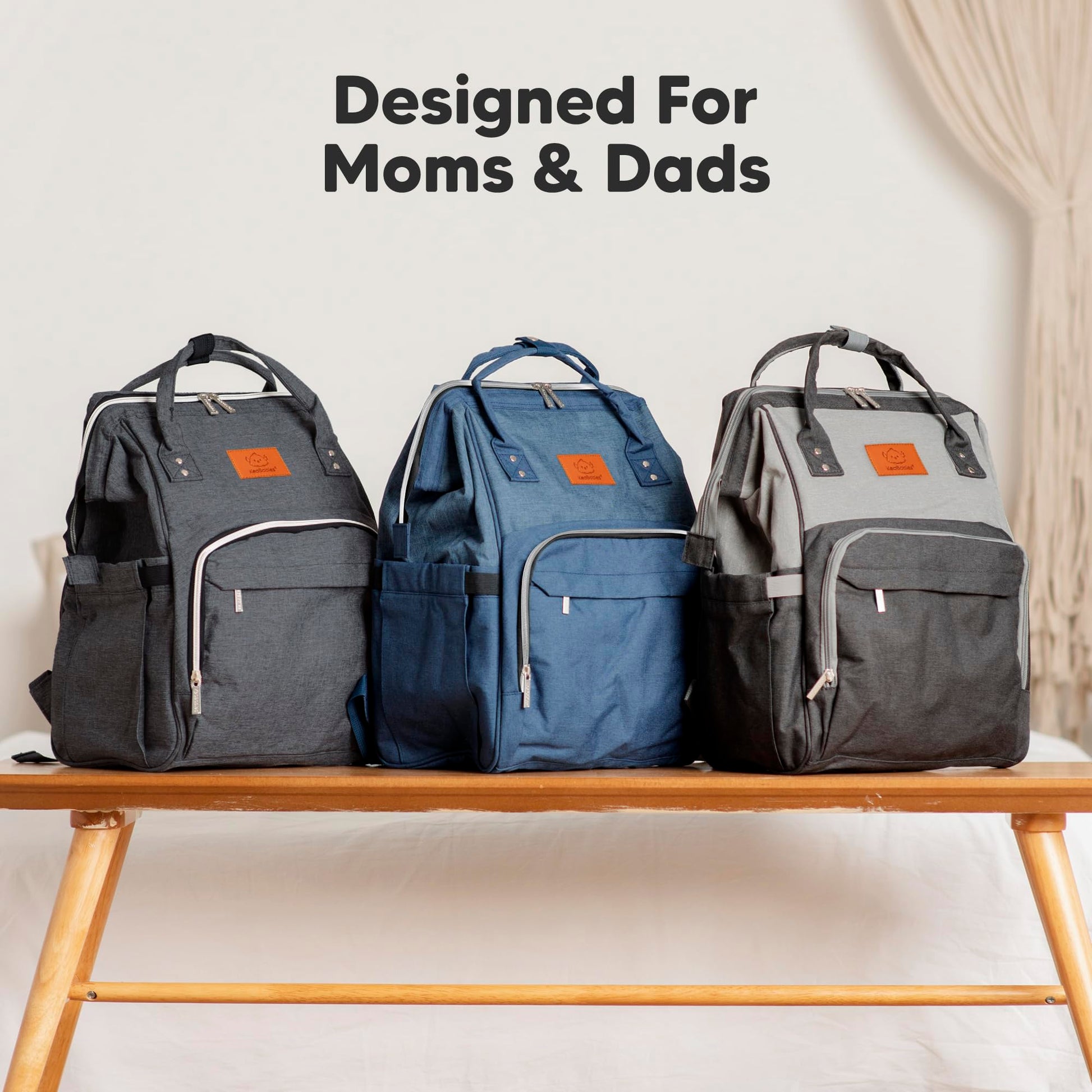KeaBabies Mochila para pañales - Grandes bolsas impermeables para bebés de viaje, azul marino, 16.5"x12"