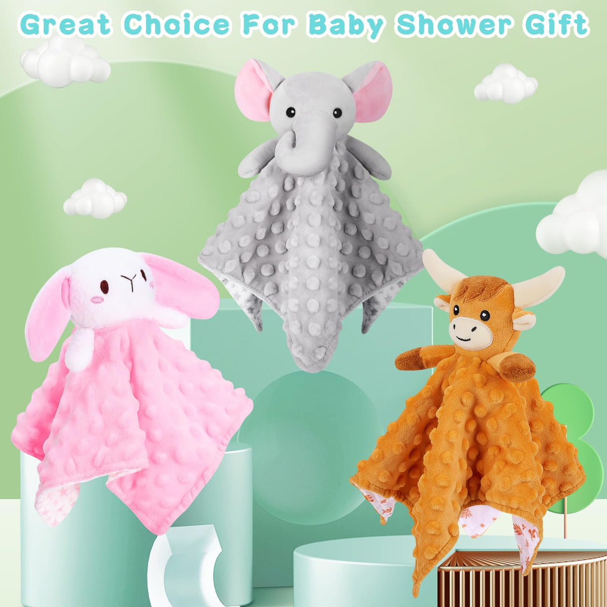 Sprinqdawin Loveys - Manta suave de seguridad para bebés recién nacidos, juguetes de peluche para bebés, mantas de seguridad de elefantes, regalos unisex (elefante gris, 12.4 pulgadas)