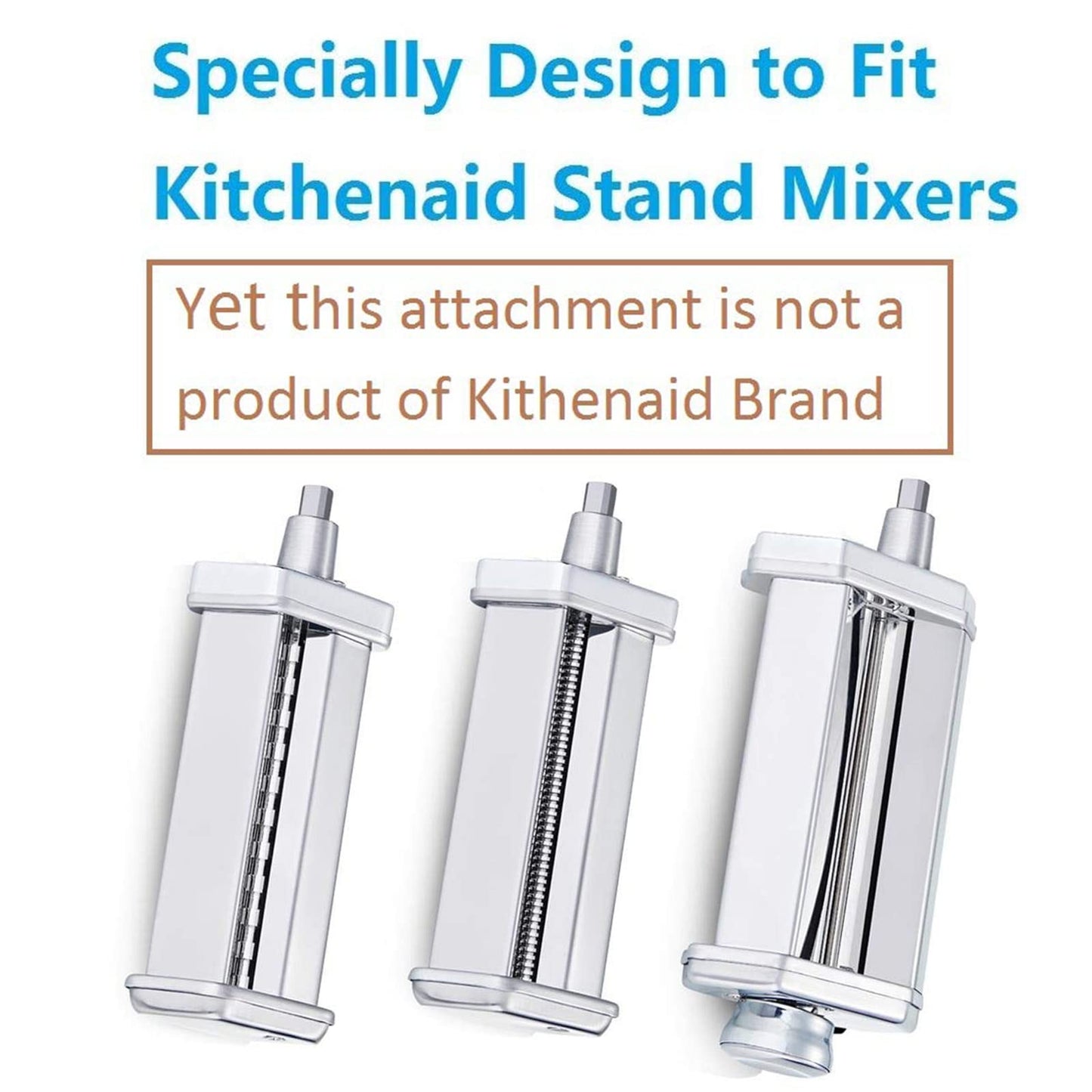 KitchenWin Pasta Maker Attachment Set for Any KitchenAid Stand Mixer, including Pasta Sheet Roller, Spaghetti Cutter, Fettuccine Cutter Accessories and Cleaning Brush