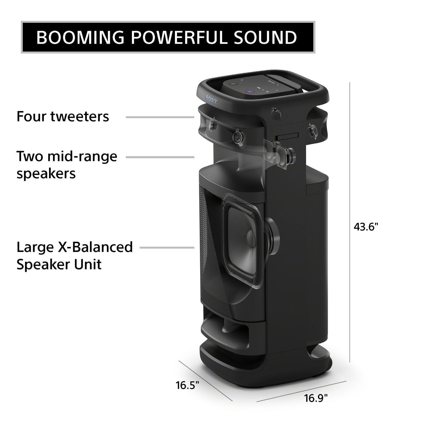 Sony Bocina Bluetooth ULT Tower 10 con Graves intensos y Sonido y Luces 360