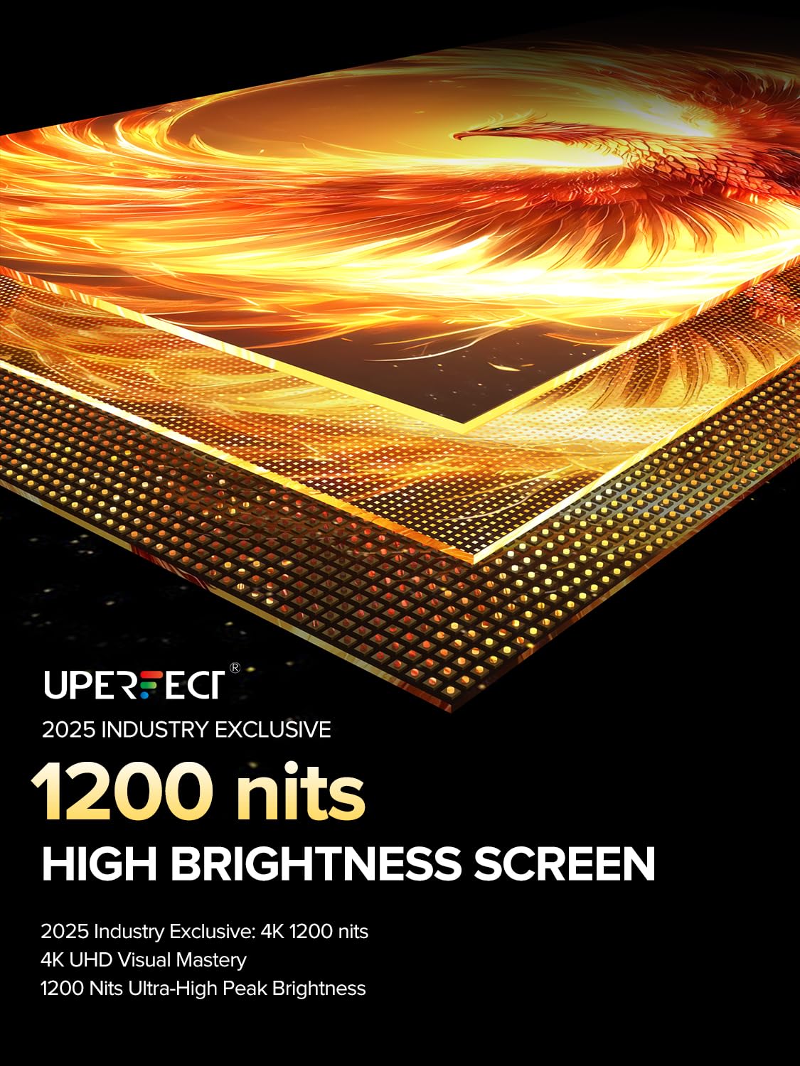 UPERFECT - Monitor portátil 4K de 16 pulgadas | Monitor portátil 1200 Nits | 3840 x 2400 UHD | 1MS FreeSync 2000:1 contraste | USB-C y HDMI | VESA y funda inteligente | visualización de viaje para