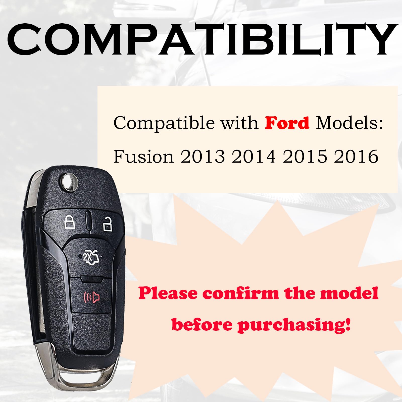 SUPALAND - Llavero de repuesto para Ford Fusion 2013, 2014, 2015, 2016, control remoto de entrada sin llave, N5F-A08TAA 164-R7986, 5924003, 315Mhz, 4 botones, BTN