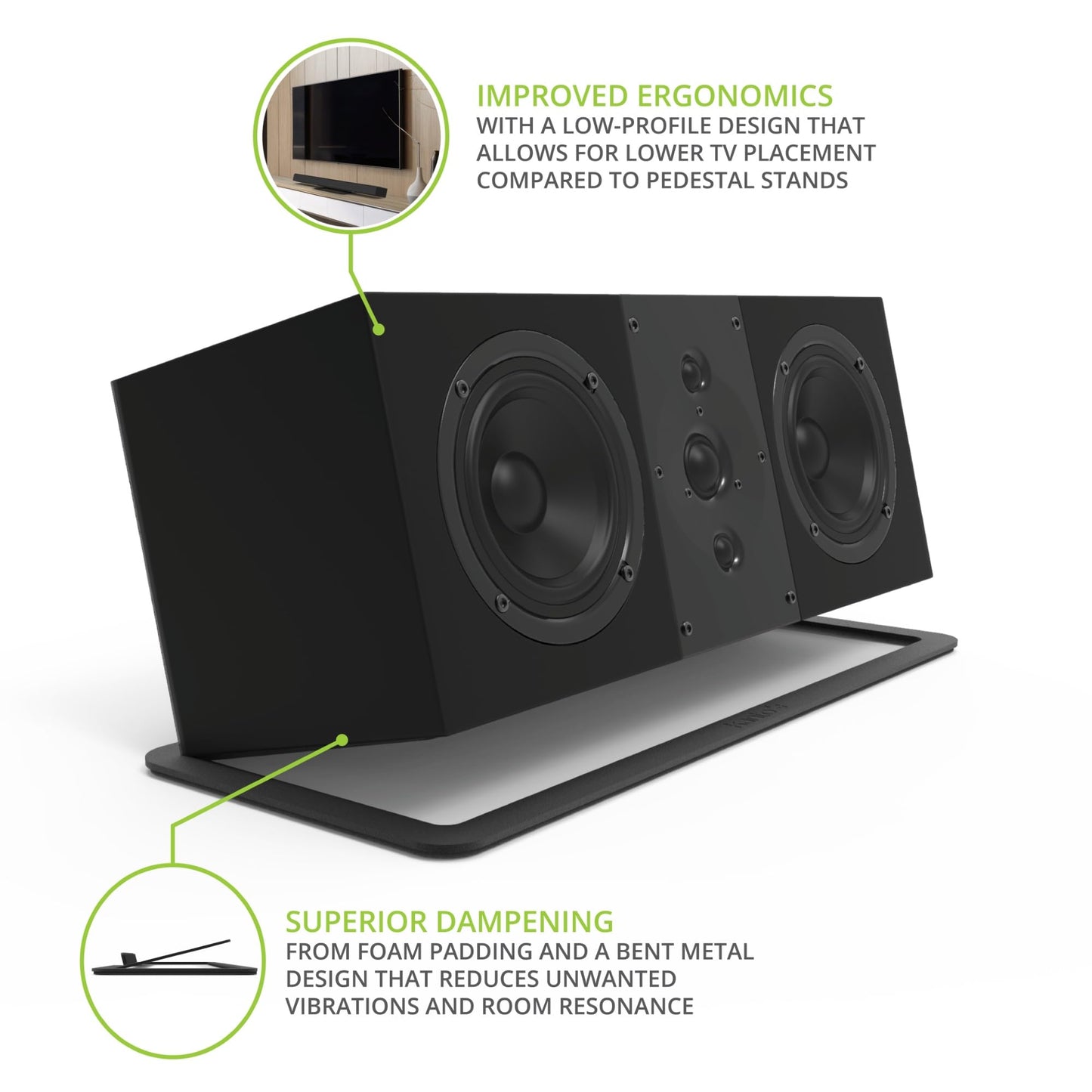 Kanto S10 Low-Profile Sound Bar/Center Channel Speaker Stand (Black)