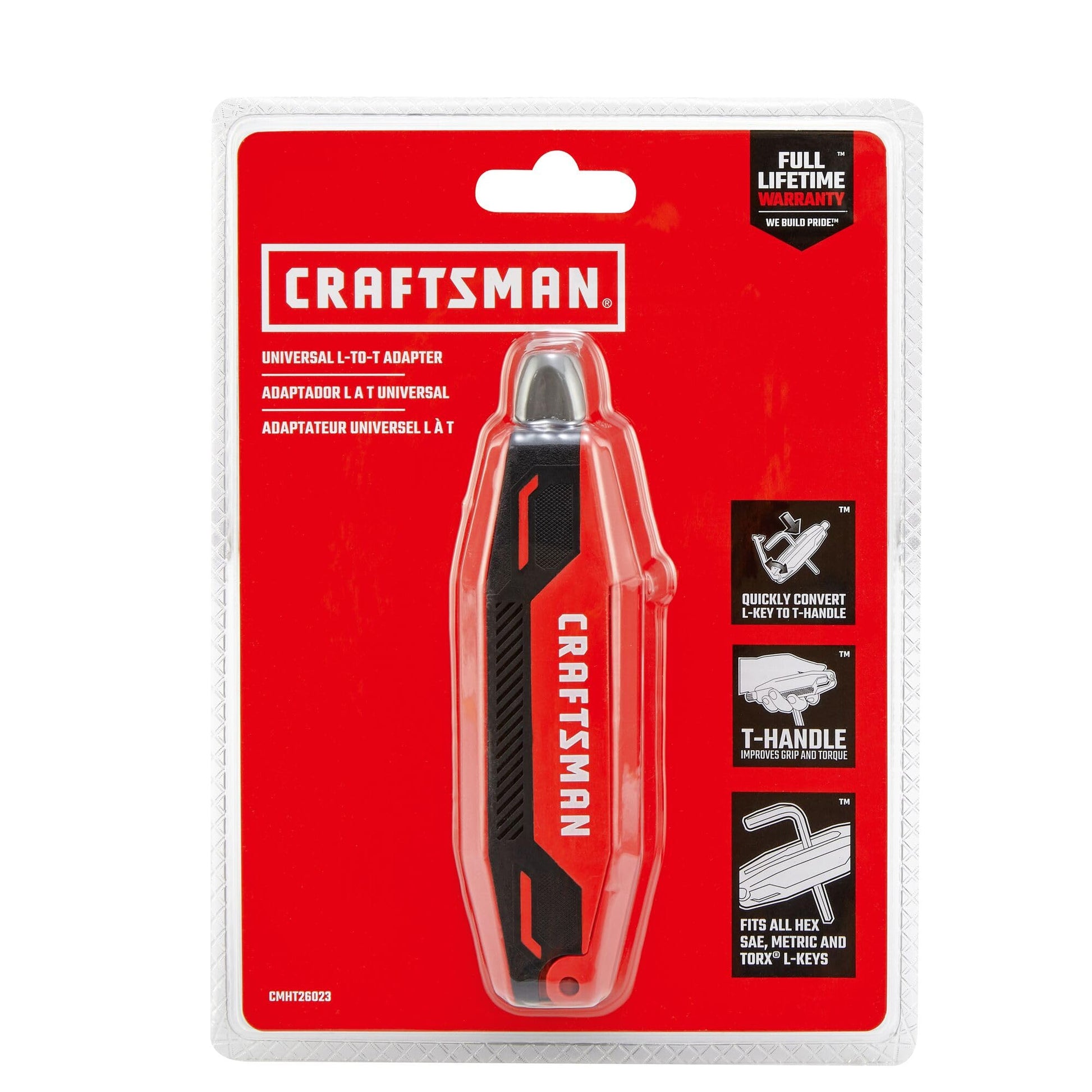 CRAFTSMAN - Adaptador universal de llave Allen L-to-T, convierte la mayoría de tamaños de llaves métricas, SAE y Torx en un mango en T (CMHT26023)