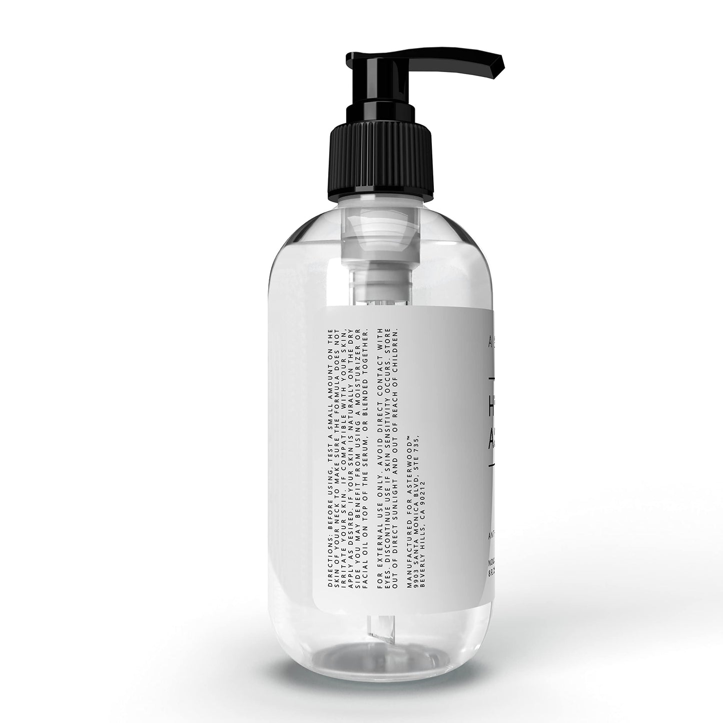 Hyaluronic Acid Serum 8 oz - 100% Pure Organic HA - Anti Aging, Anti Wrinkle - Original Face Moisturizer for Dry Skin & Fine Lines - Leaves Skin Full & Plump - ASTERWOOD NATURALS - Pump Bottle