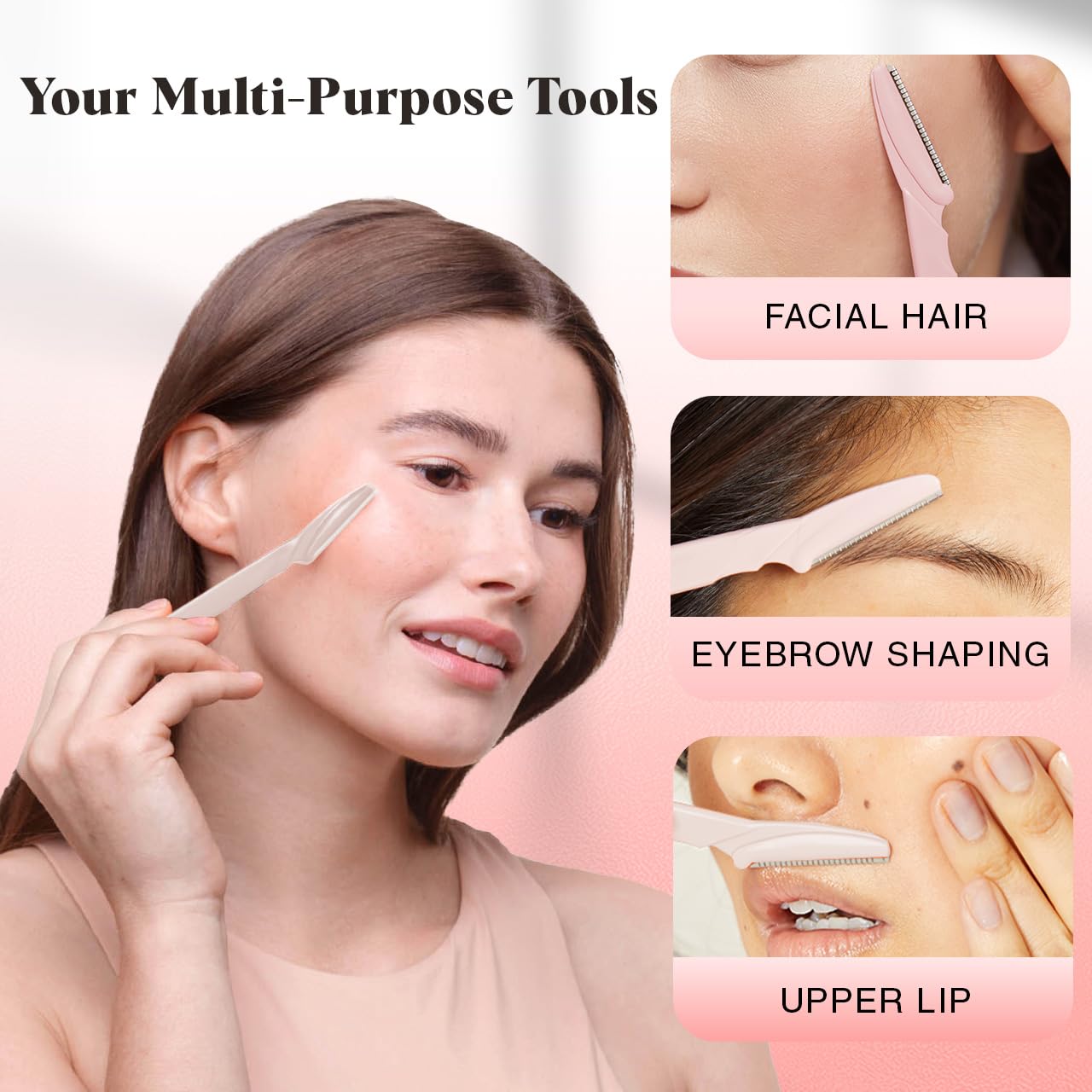 Kitsch Juego de herramientas para dermaplaning – depilación facial para mujeres, vuelta a la escuela, afeitadora de pelusas de melocotón y cejas, afeitadora facial deraplane, depiladora exfoliante para mujer para piel sensible