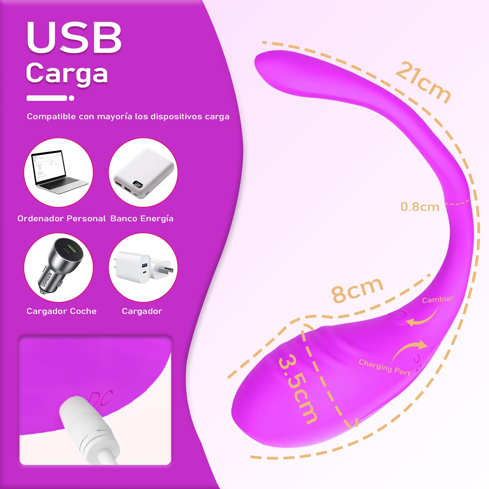 Vibrador EHRHDKNS Morado Oscuro con Control de APP y 10 Modos para Mujer