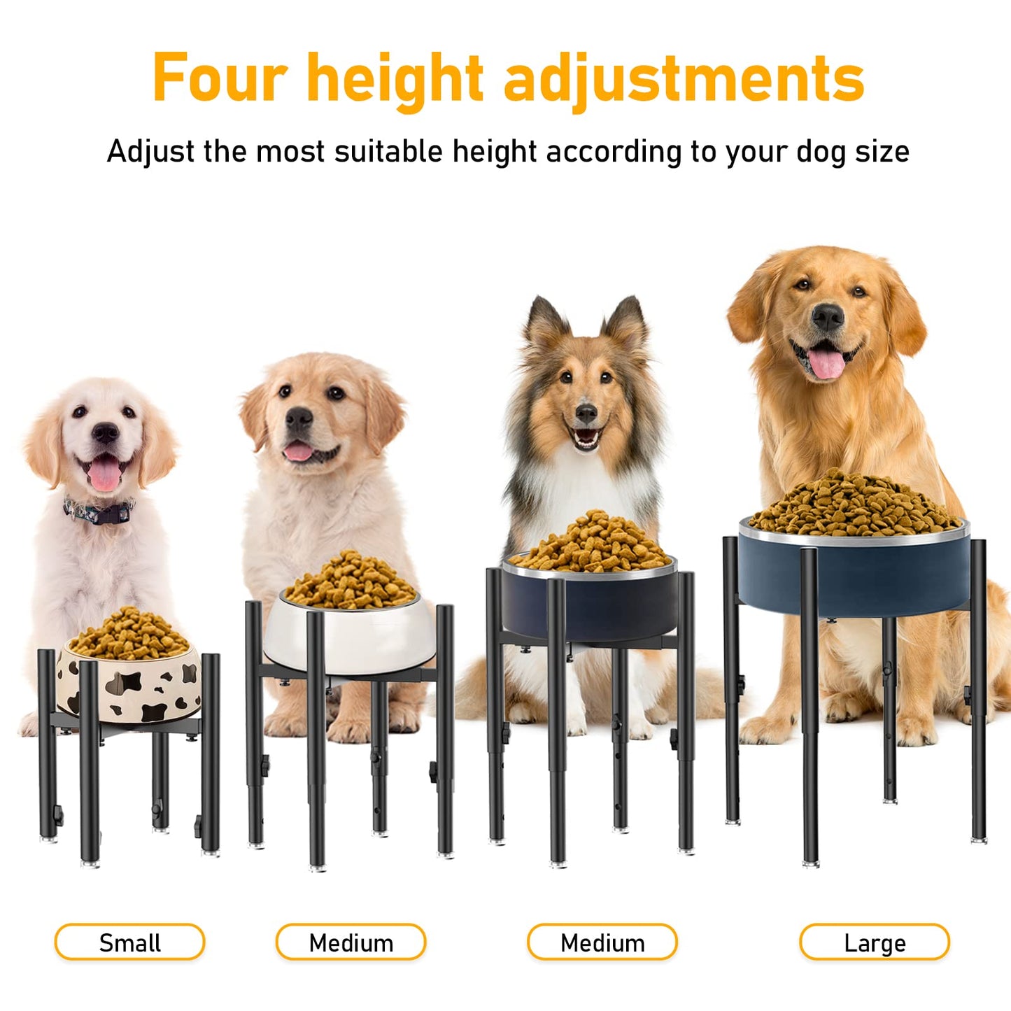 SYBECHATF Soporte elevado ajustable para cuencos para perros, se adapta a cuencos de 6 a 11 pulgadas, 4 ajustes de altura Soporte para alimentador de agua elevado para perros elevado, para perros