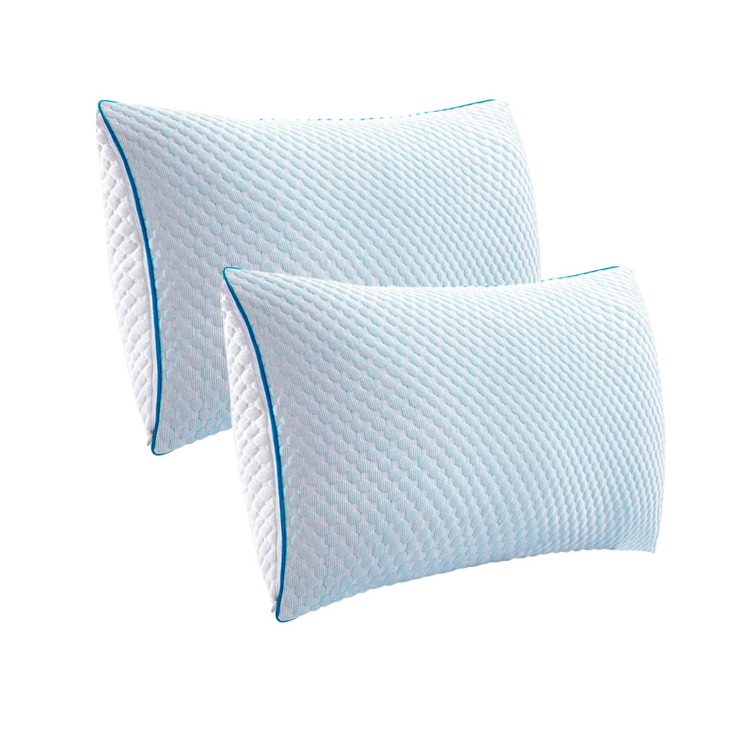 Bluelander Almohada Memory Foam, Pack de 2 Almohadas, 100% Memory Foam, Suavidad y Frescura, Hipoalergénica, Antibacterial, 64 * 45 Cm, Moldeables, Comodidad Garantizada, Soporte, Funda Lavable (2)