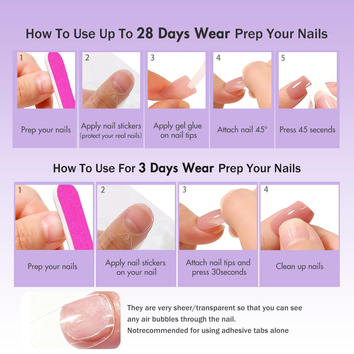 SXVME Uñas postizas cuadradas cortas medianas - Uñas postizas en cromo rosa bebé iridiscente con pegamento para mujer, uñas postizas de gel brillante, uñas postizas reutilizables, 24 unidades
