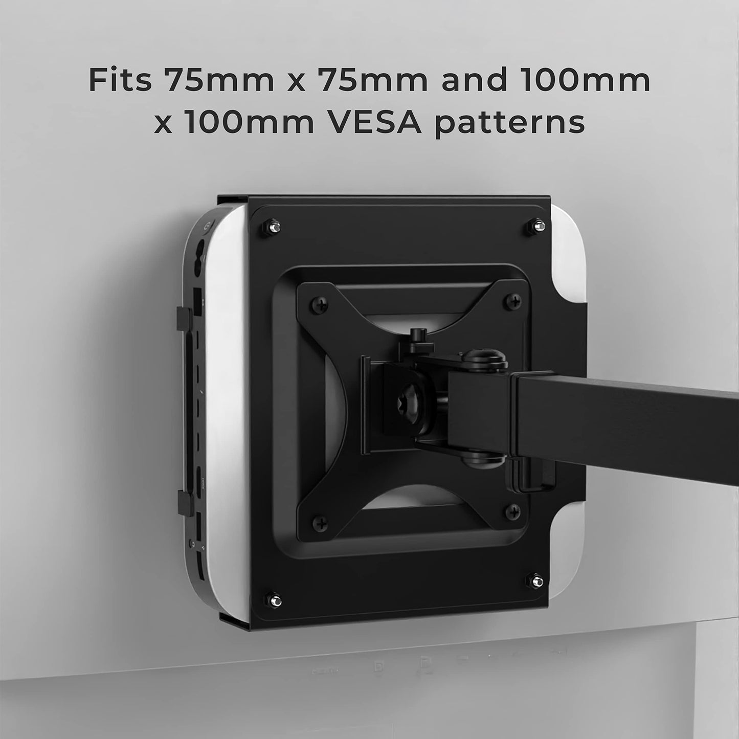 HumanCentric Soporte VESA Dual Compatible Con Mac Mini - Montaje Personalizado Detrás del Monitor Con Brazo y Funda