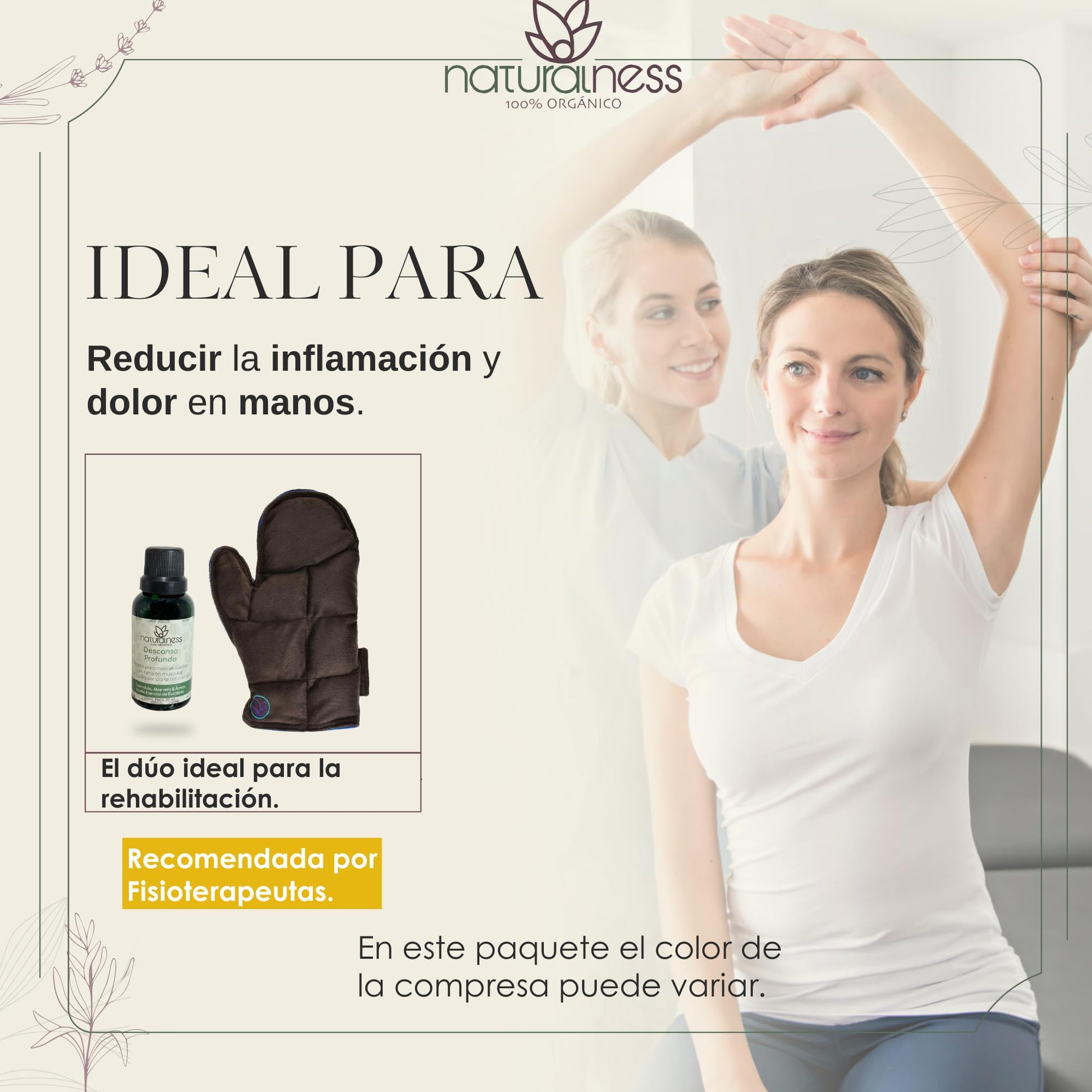 Paquete Compresa de Semillas para Mano y Aceite para Masaje 30 ml