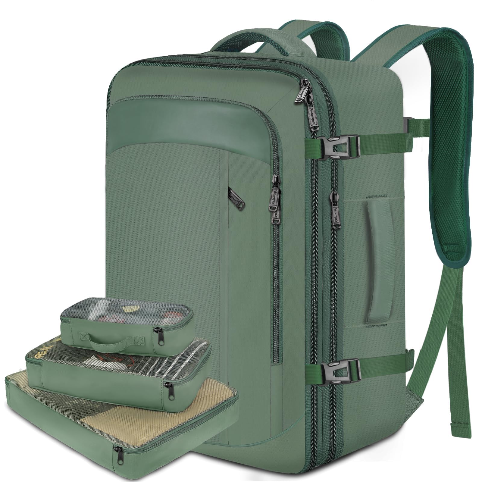 Mochila de Viaje Vancropak Verde Grande Expandible Impermeable para Mujer y Hombre