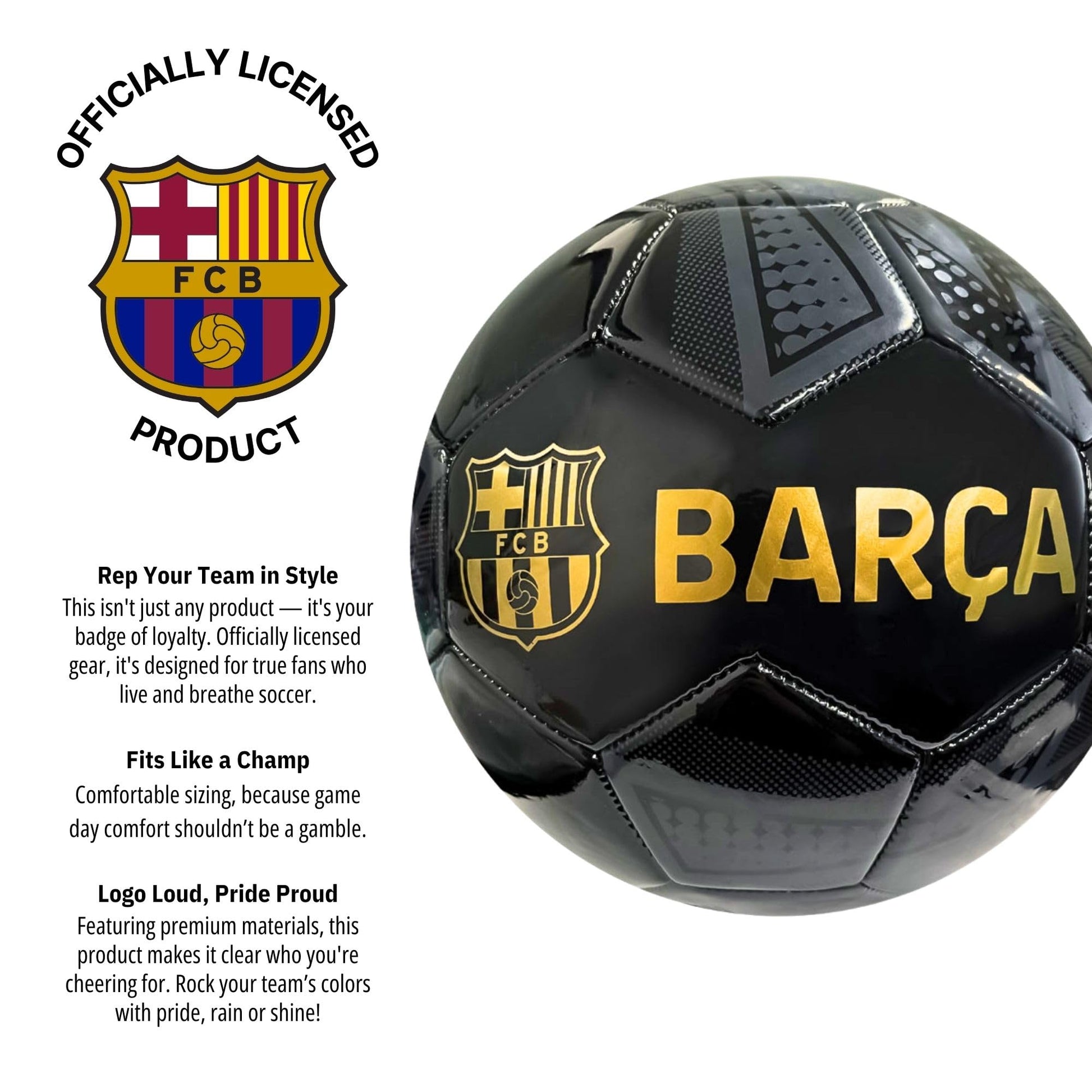 Balón de Fútbol Icon Sports Negro Oficial del FC Barcelona Talla 5 Arte Pop para Adultos y Niños
