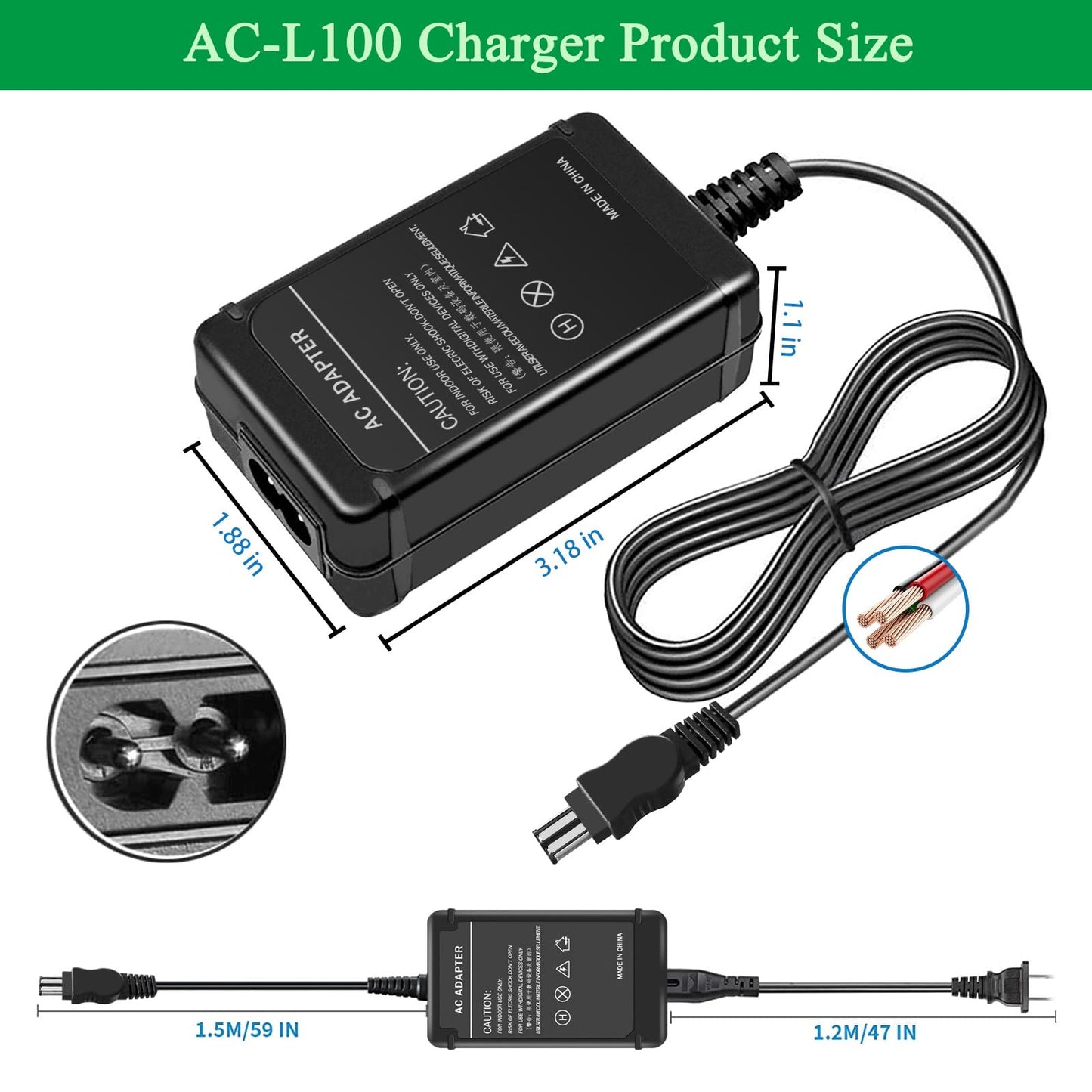 Gonine AC-L100 Replacement Camera AC Adapter for Sony AC-L100, AC-L15, AC-L10, AC-15A, AC-L10A, Charger for Sony Cybershot DCR-TRV MVC-FD DSC-S30 DSC-F707 DSC-F717 DSC-F828