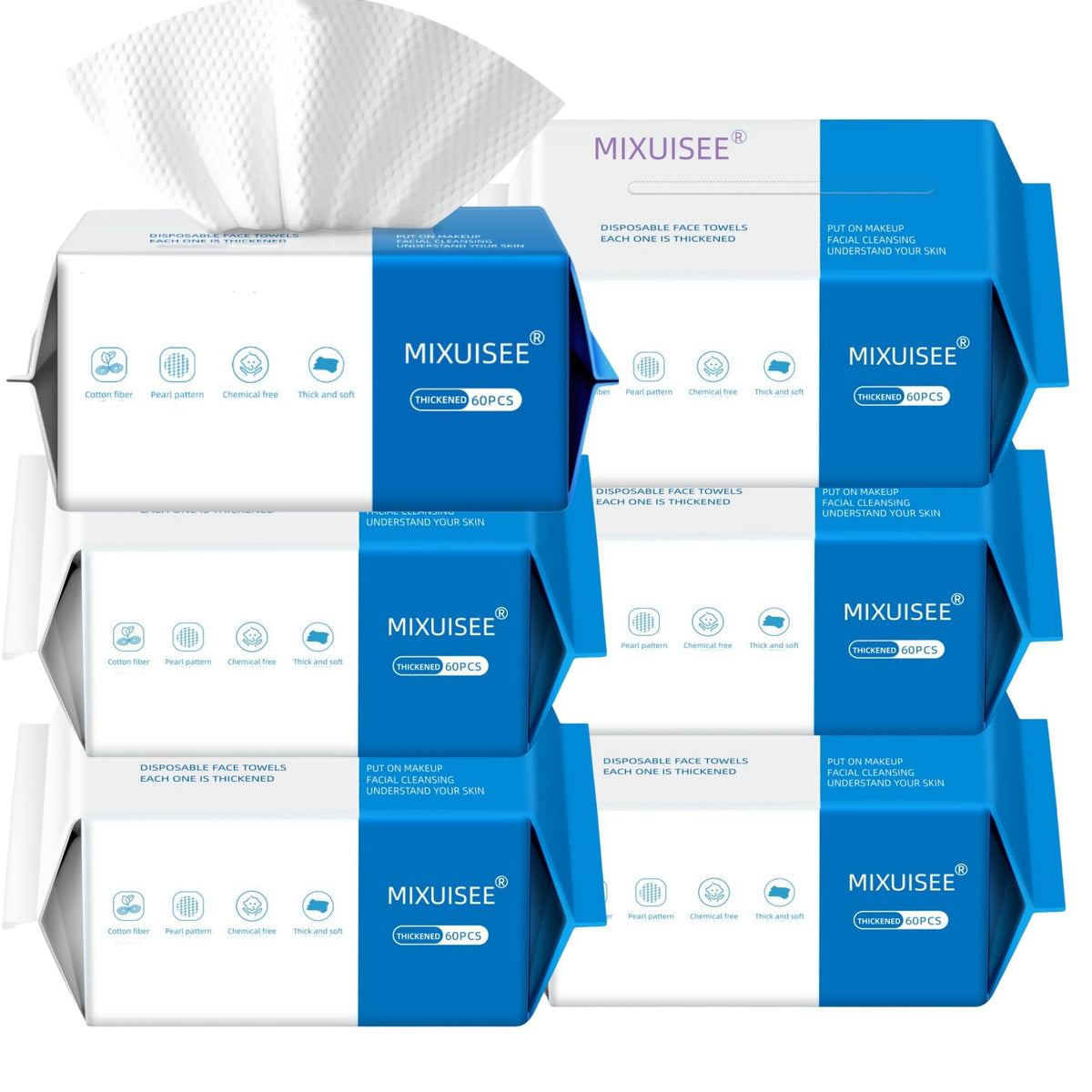 MIXUISEE Toallas Faciales Desechables. Toallas Faciales Gruesas Y Suaves. Paños Faciales 100% Algodón. Toallas Faciales de 130% de Grosor. Desmaquillan Y Limpian. Aptas para Pieles Sensibles.(360 Unid