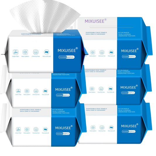 MIXUISEE Toallas Faciales Desechables. Toallas Faciales Gruesas Y Suaves. Paños Faciales 100% Algodón. Toallas Faciales de 130% de Grosor. Desmaquillan Y Limpian. Aptas para Pieles Sensibles.(360 Unid