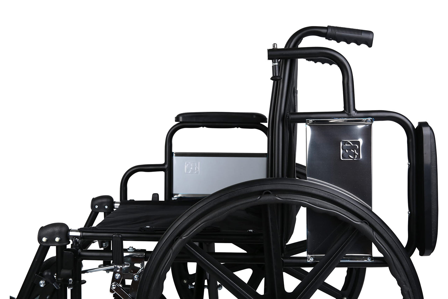 CUSTOM MEDICAL Silla de Ruedas de Lujo Folding Brazo Abatible Tipo Escritorio con Elevapiernas Ajustables y Desmontables Negro