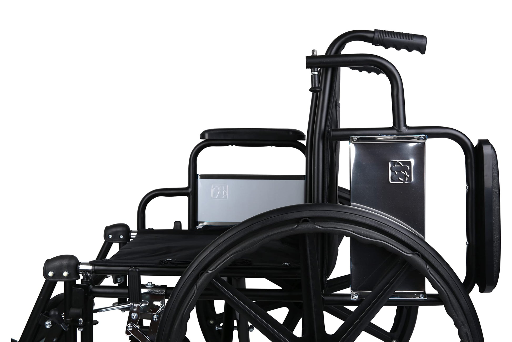 CUSTOM MEDICAL Silla de Ruedas de Lujo Folding Brazo Abatible Tipo Escritorio con Elevapiernas Ajustables y Desmontables Negro