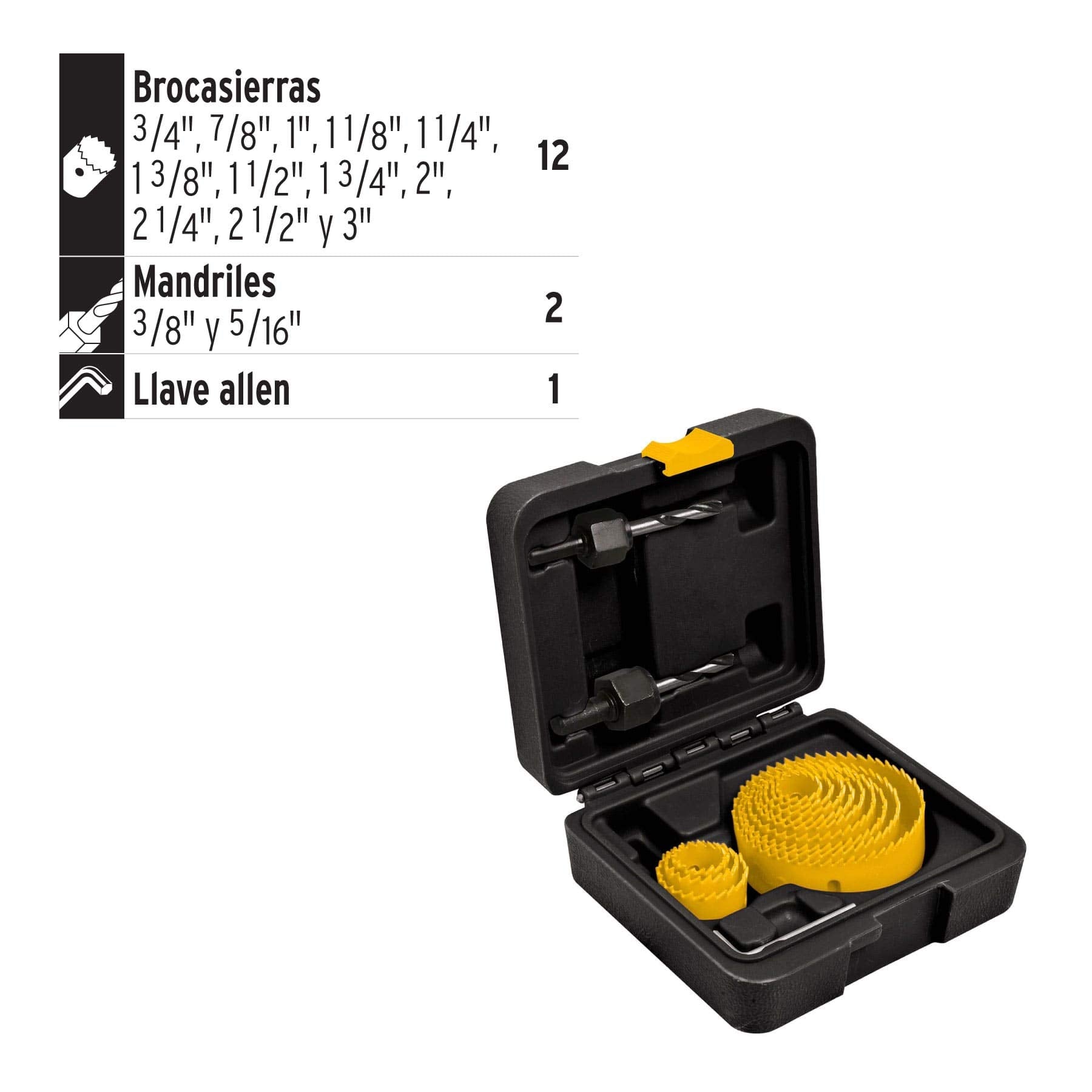 Juego de Brocasierras Pretul Acero al Carbono 15 Piezas