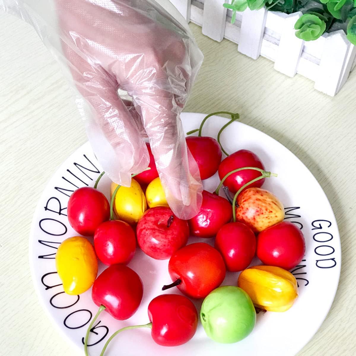 Guantes de Plástico, 300 Piezas Guantes Desechables, Guantes de Plástico Transparentes para Cocina, Limpieza, Cuidado de Manos