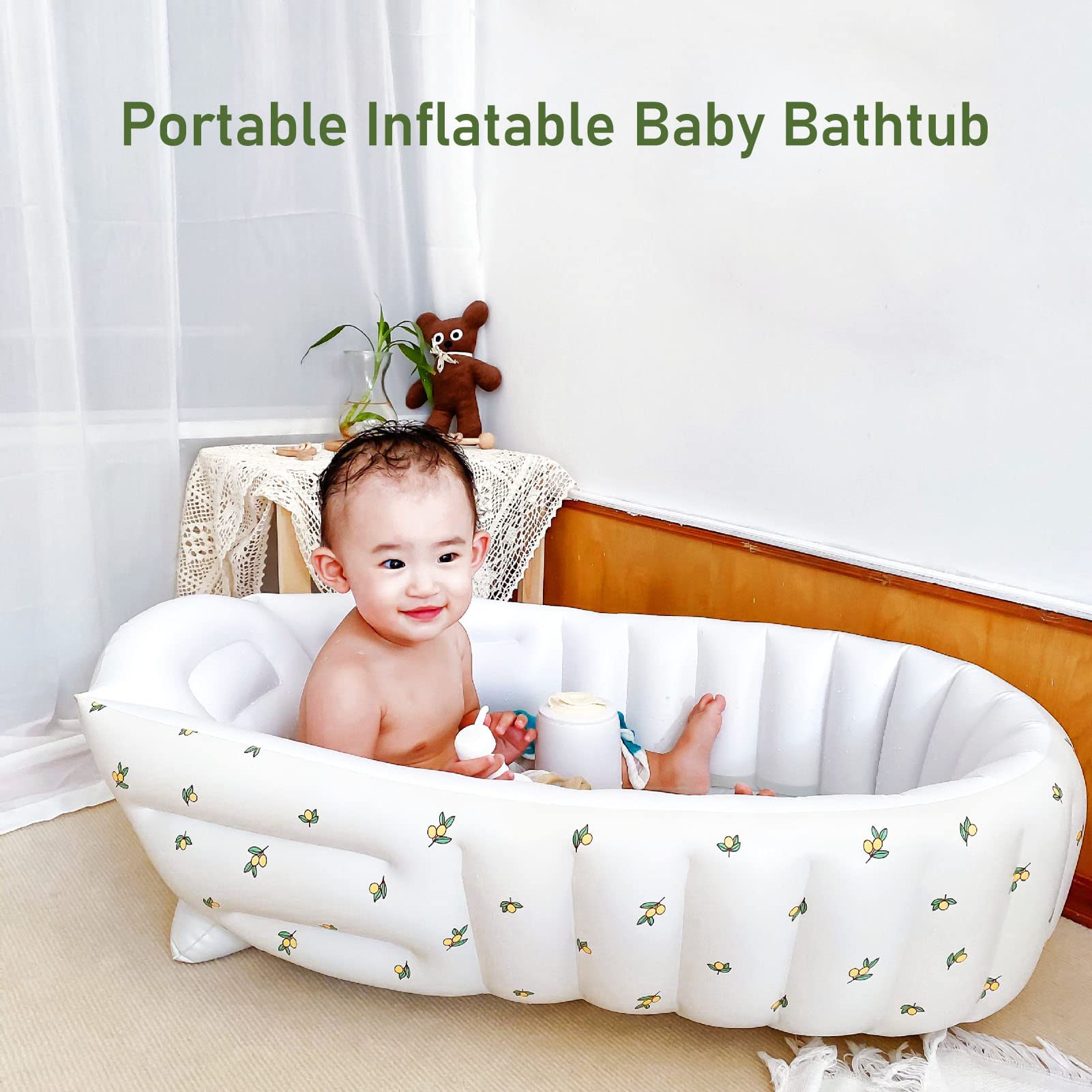 Bañera Inflable para bebé, Asiento de Bañera para bebé Recién Nacido para bebé, Mini Piscina de Viaje Plegable Portátil, Ayudar a los Bebés a la Bañera para Niños Pequeños (Tipo C)