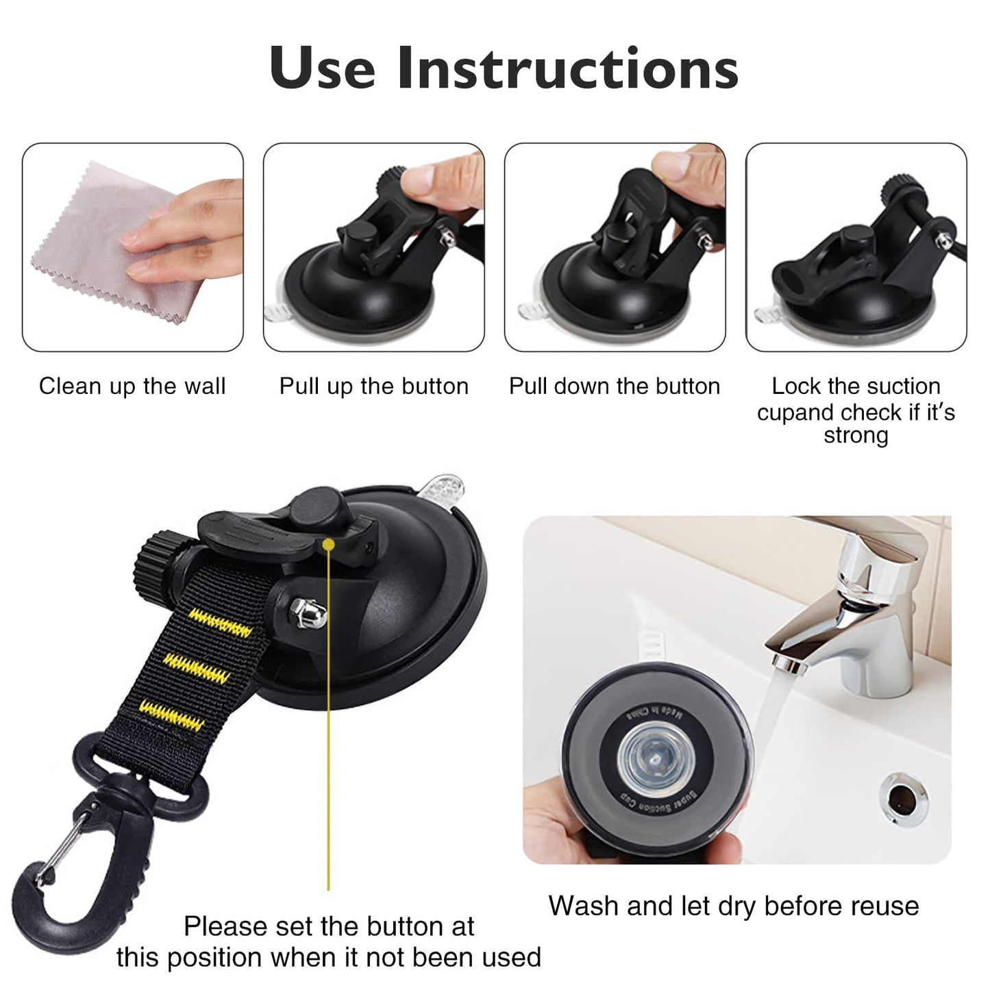 CONBOLA - Ganchos con ventosas, 4 piezas esenciales para acampar al aire última intervensión, resistente, mejorado, con ventosa, accesorios para caravana, gran potencia para caravana, barco, ventana
