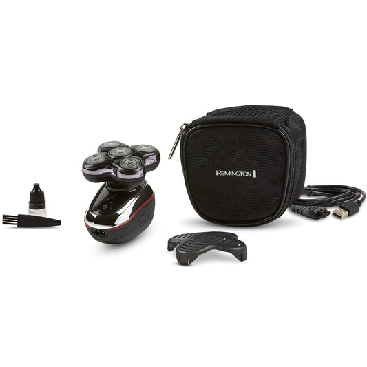 Afeitadora Rotativa Remington Balder Deluxe XR7100 Titanio con Bolsa para Hombres Calvos