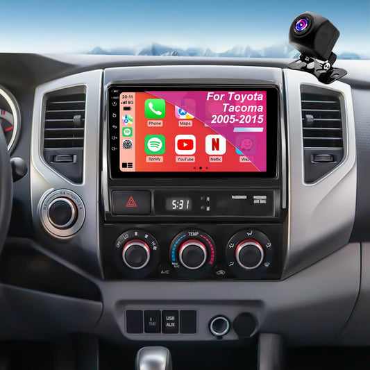 Autorradio Hyperego Android Negro Actualización 5G WiFi Compatible con CarPlay y Android Auto para Toyota Tacoma 2005-2015