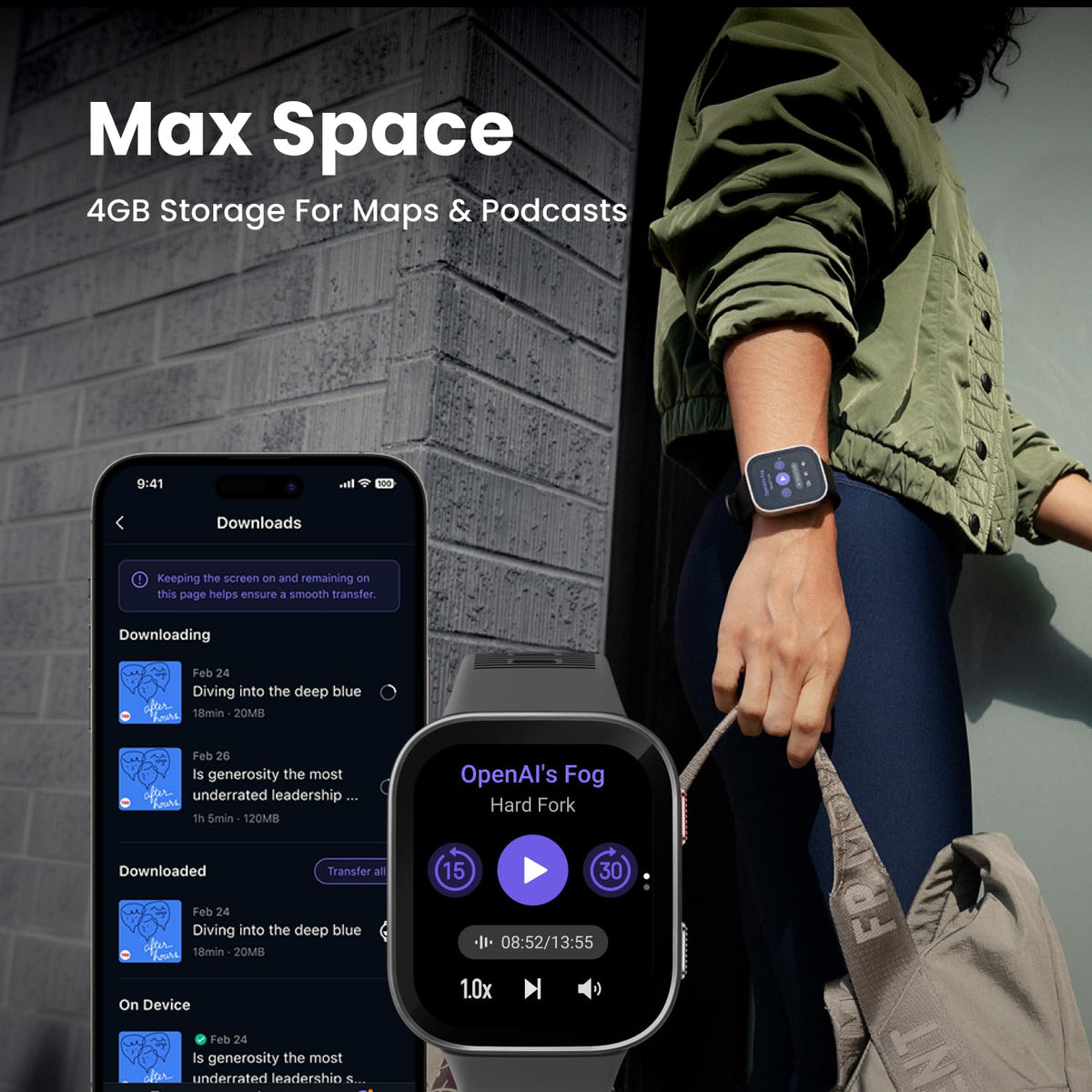 Reloj Inteligente Amazfit Bip MAX 46mm Negro con Pantalla AMOLED, GPS e IA