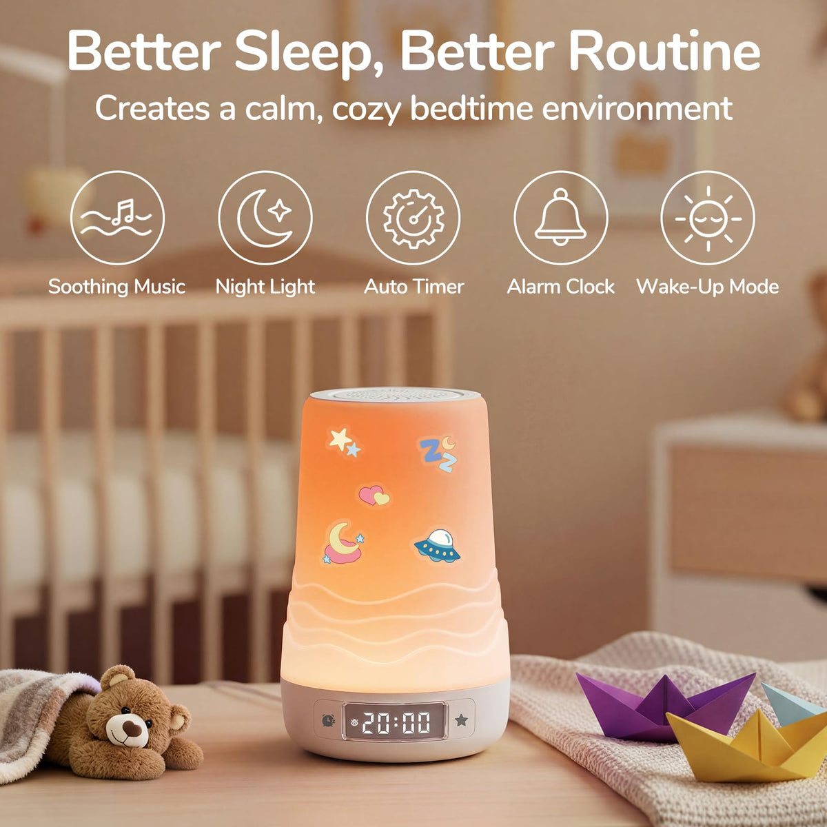 Mewaii Máquina de ruido blanco para bebés y adultos, luz nocturna RGB de 360°, detección de llanto con IA, control por app, 100 sonidos relajantes, creador de rutinas de sueño, artículos esenciales pa