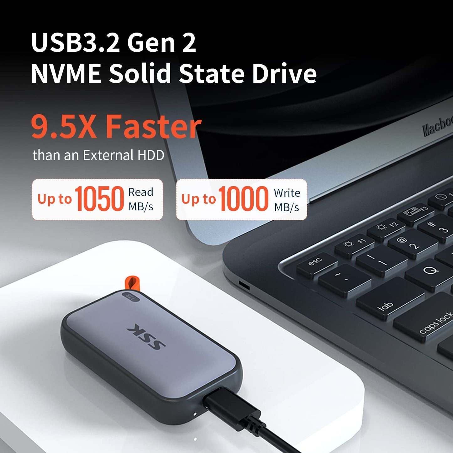 Disco Duro Externo SSD SSK 1 TB USB C 1050 MBs portátil