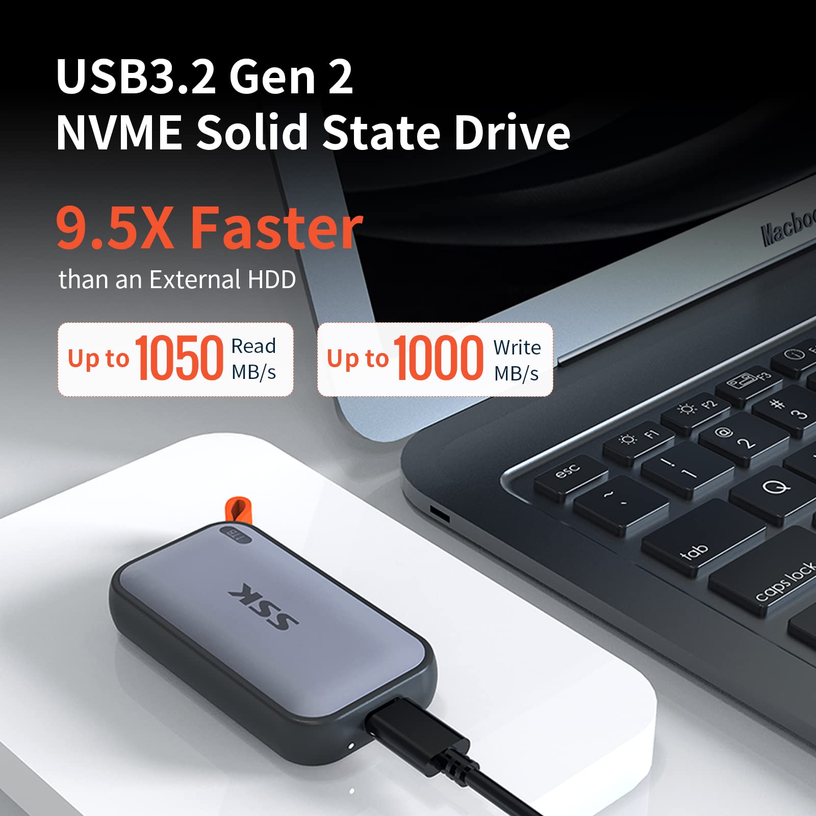 Disco Duro Externo SSD SSK 1 TB USB C 1050 MBs portátil