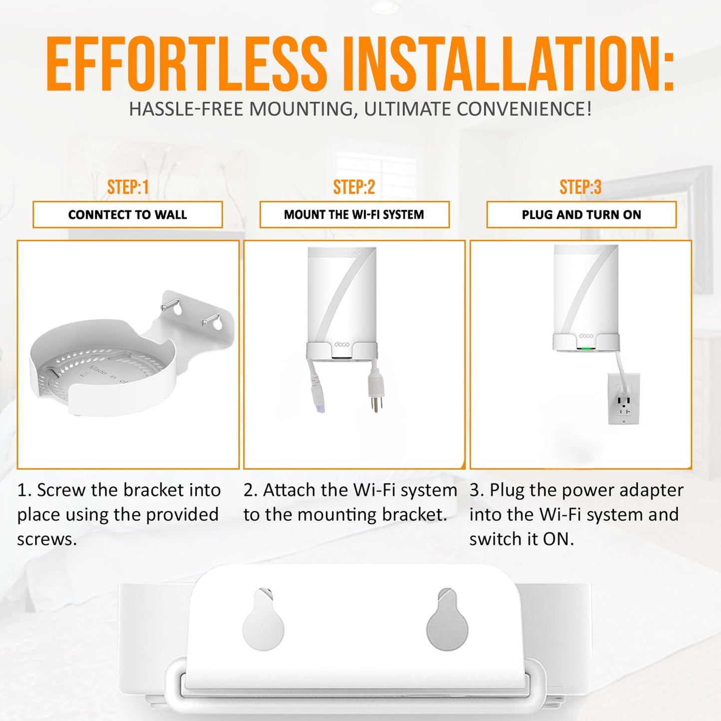 Bangcheer - Soporte de pared para TP-Link Deco BE75/BE85/BE95/BE17000/BE22000/BE33000 WiFi 7, soporte de aleación de aluminio para colgar en la pared (blanco, paquete de 2 unidades, blanco)