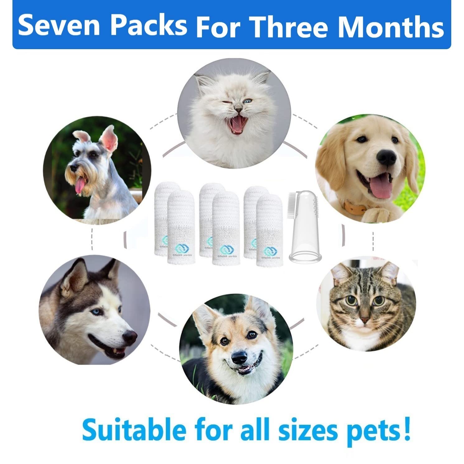 Cepillo de Dientes MoiiLavin Blanco Lavable y Duradero para Perros y Gatos