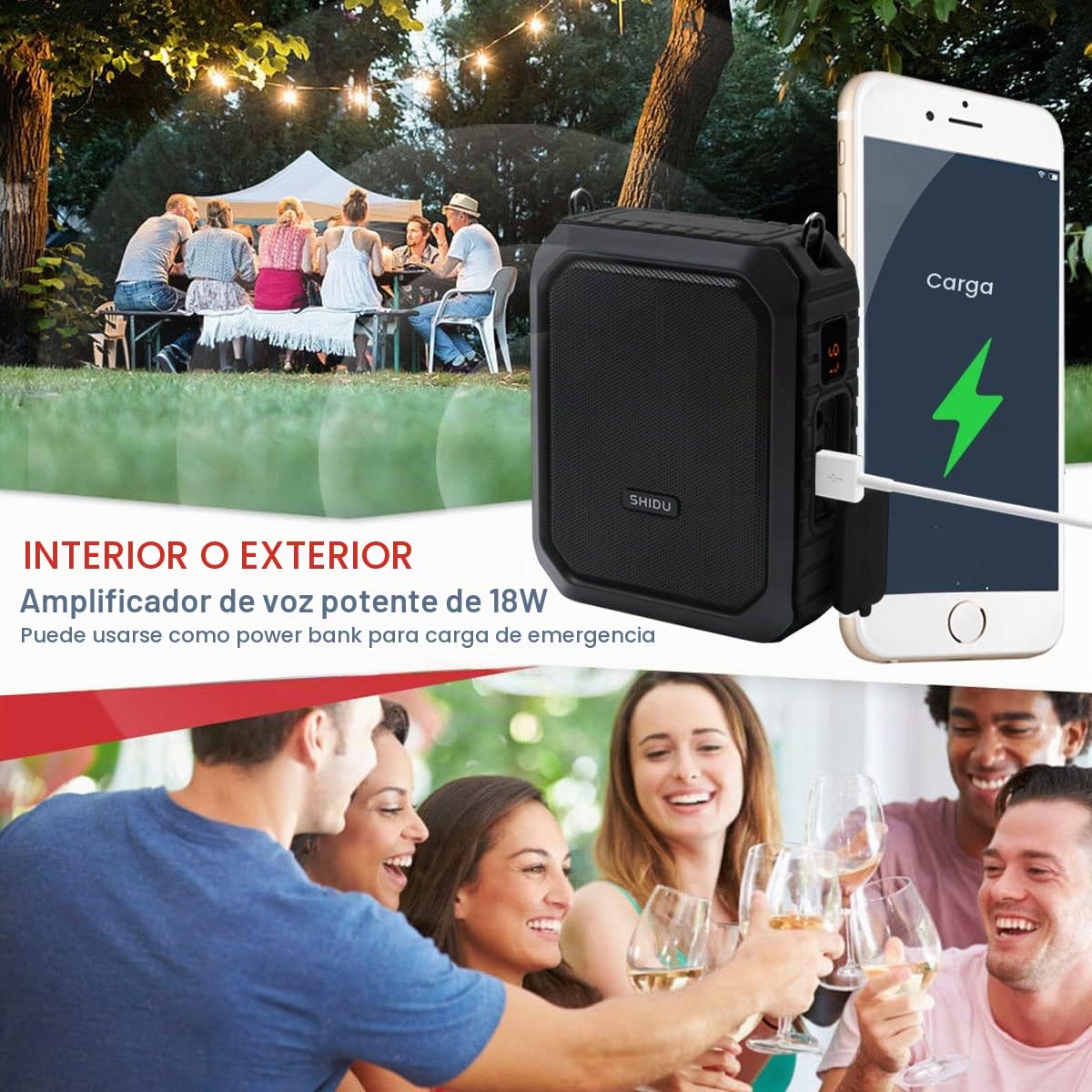 Amplificador de Voz Personal Portátil Impermeable con Micrófono y Banda para la Cintura 18W para Profesores