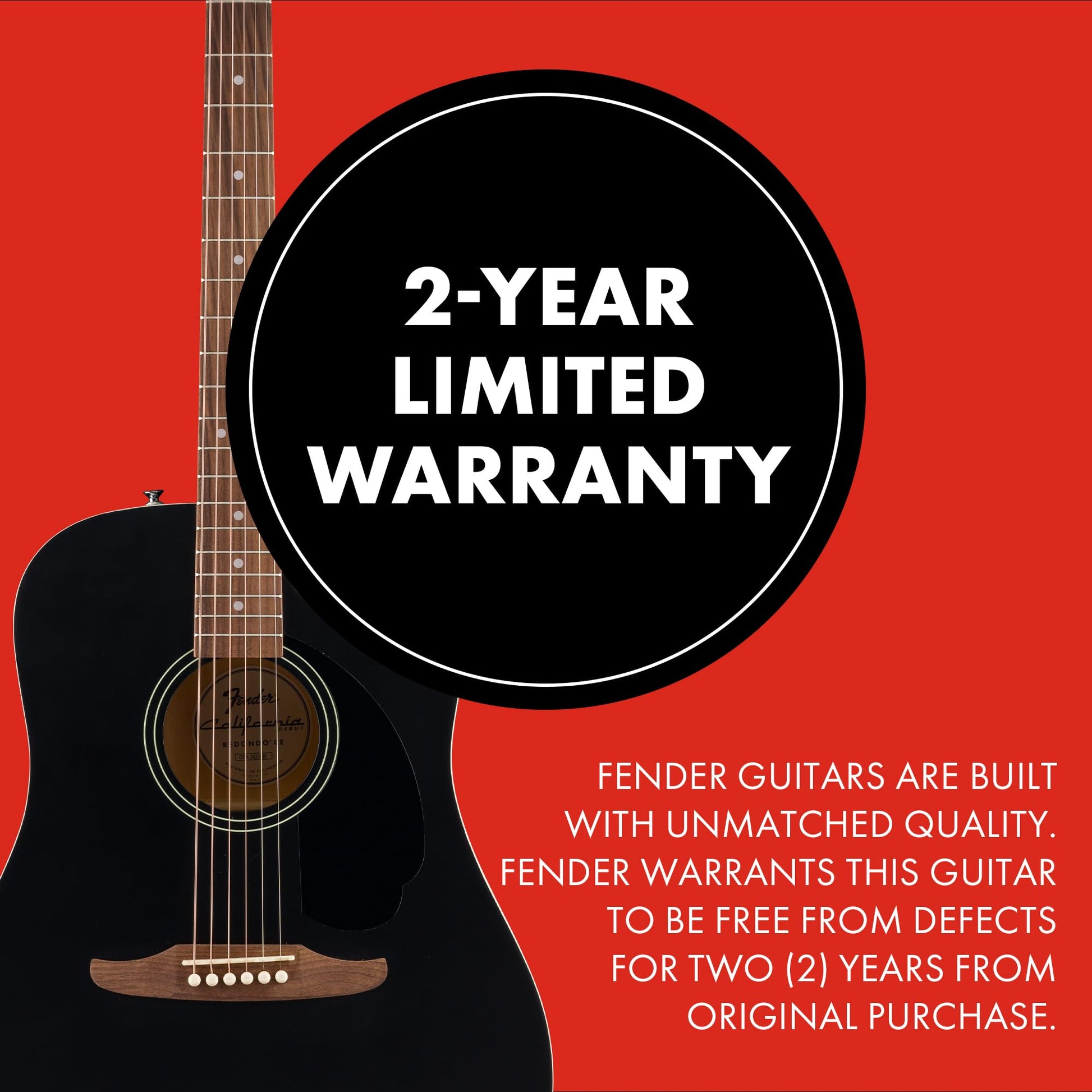 Fender Guitarra Electroacústica California Debut Redondo™ CE, Spruce Top, Black Pickguard, Black